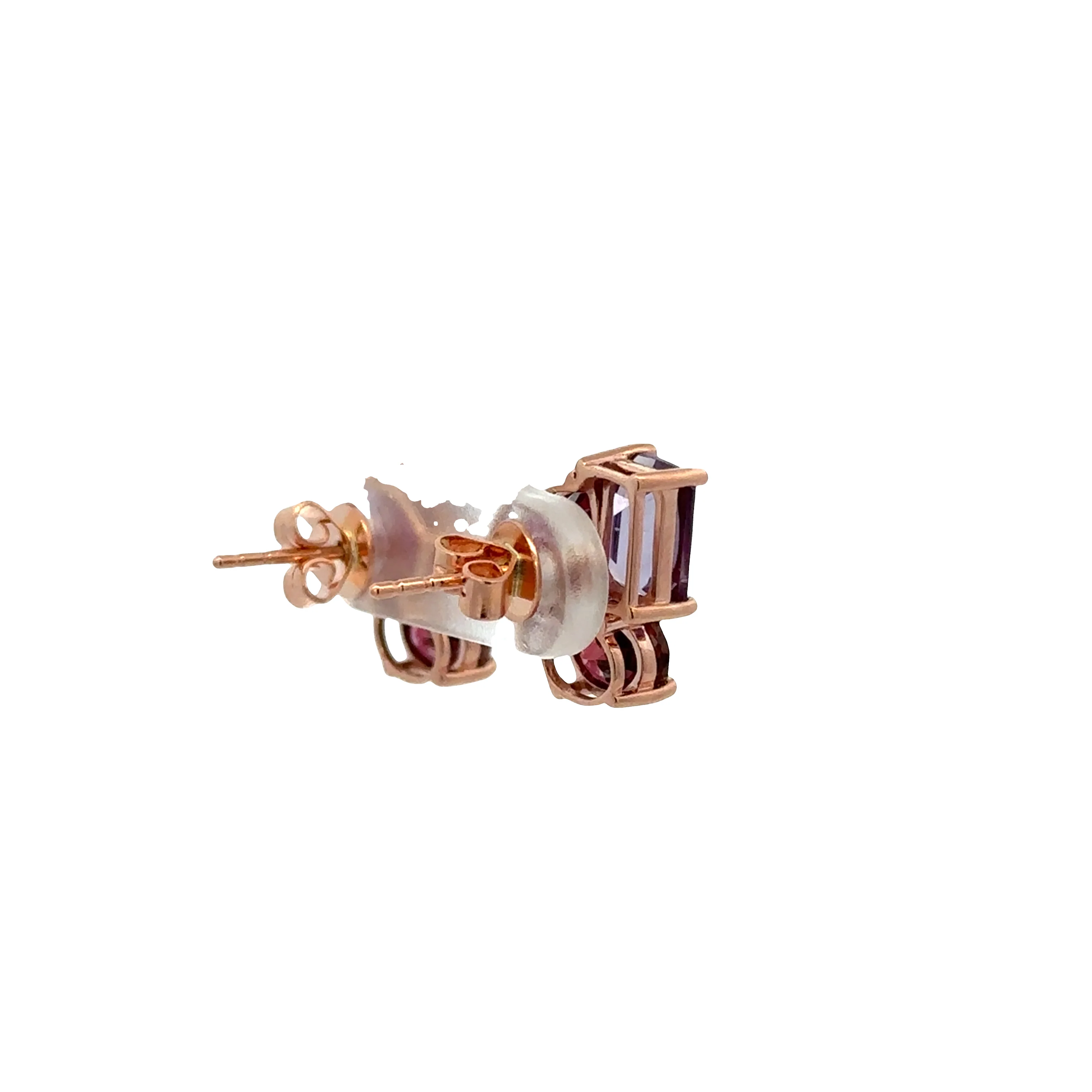 14k Rose Gold Abstract Multi-Gemstone Earrings - Image 2