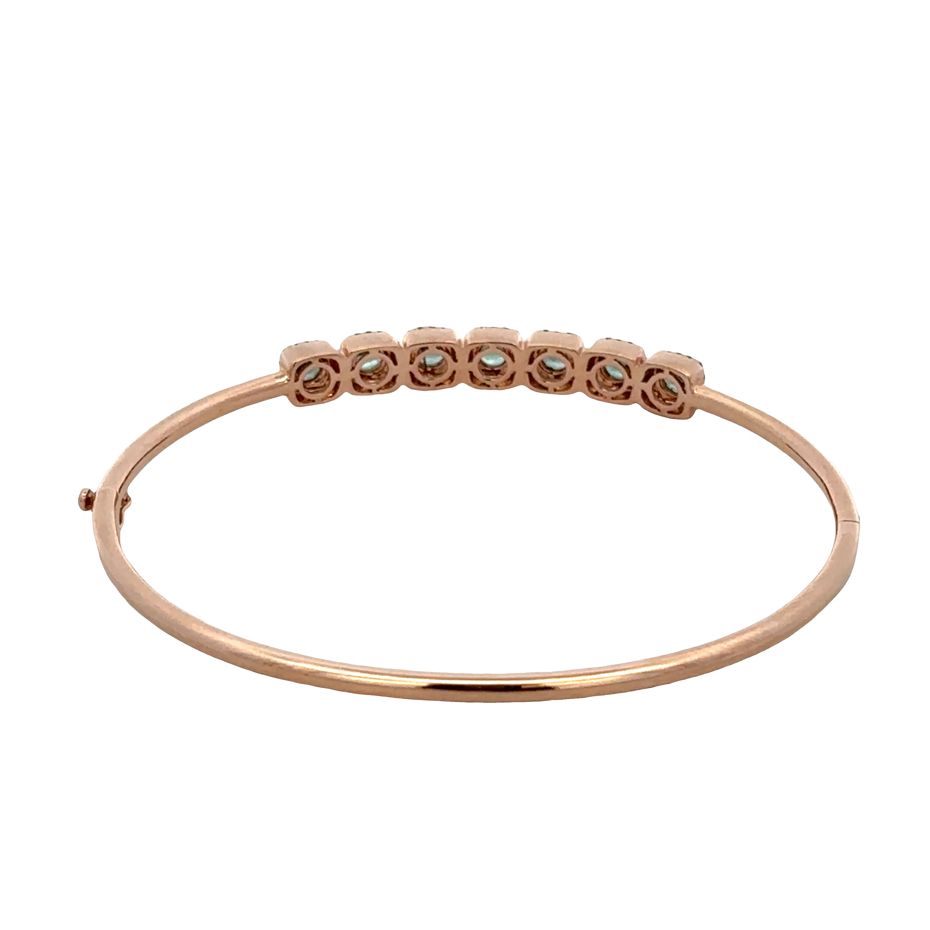 14k Rose Gold Alexandrite & Diamond Halo Bangle Bracelet - Image 2