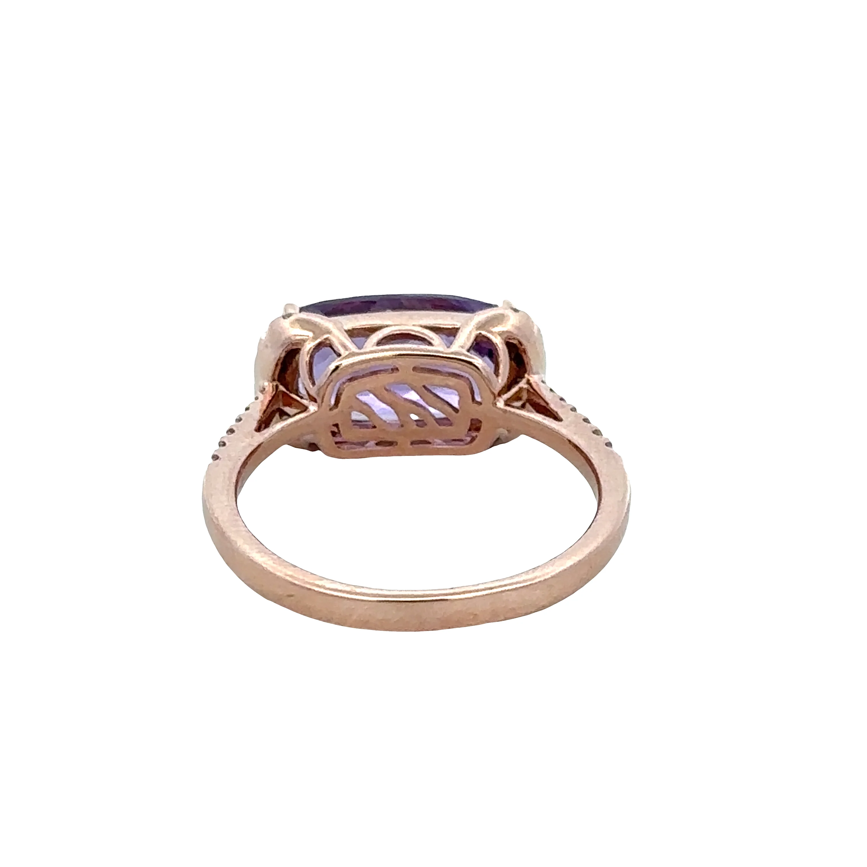 14k Rose Gold East-West Amethyst & Diamond Ring – Size 7 - Image 3