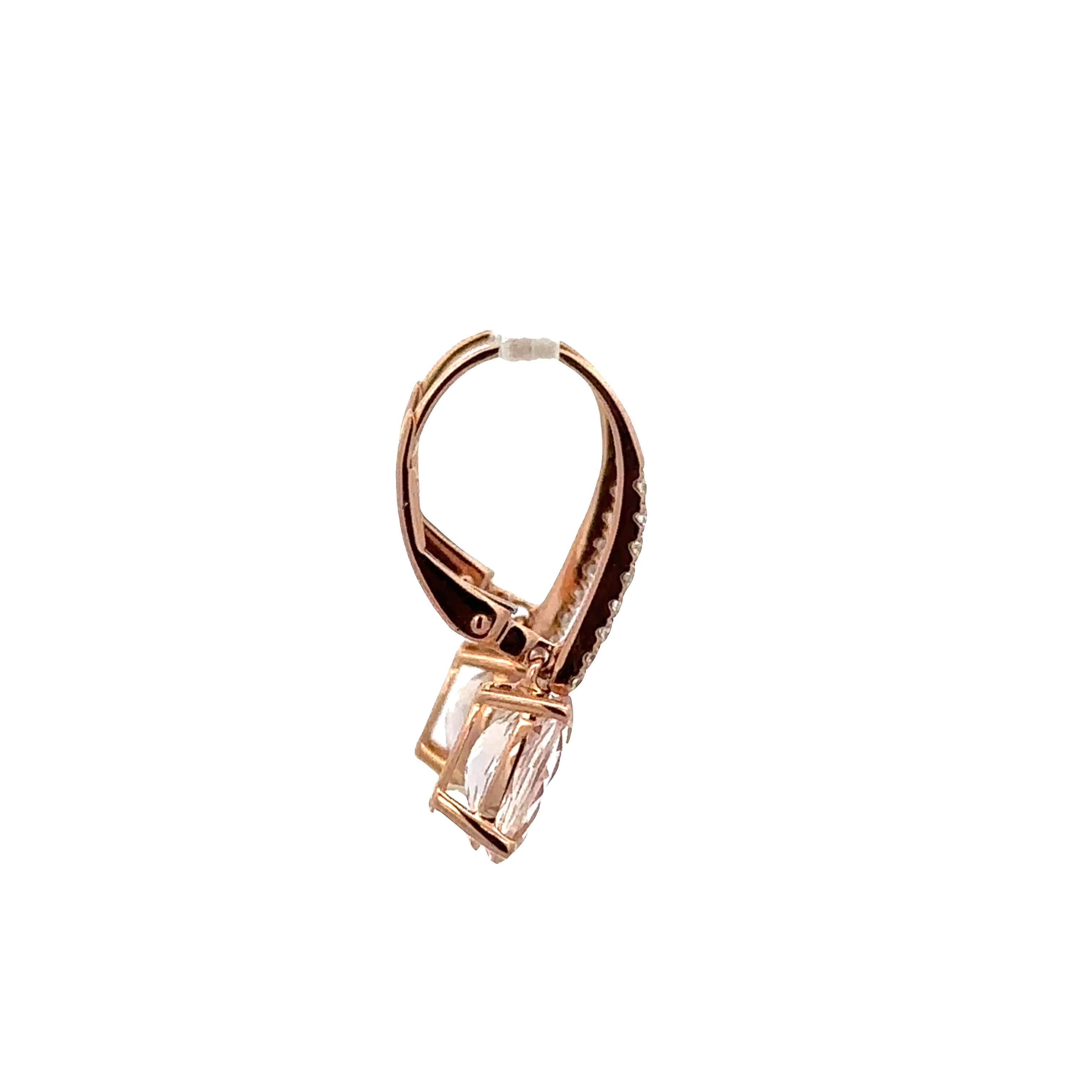 14k Rose Gold Morganite & Diamond Drop Earrings – 2.26 CTW - Image 2