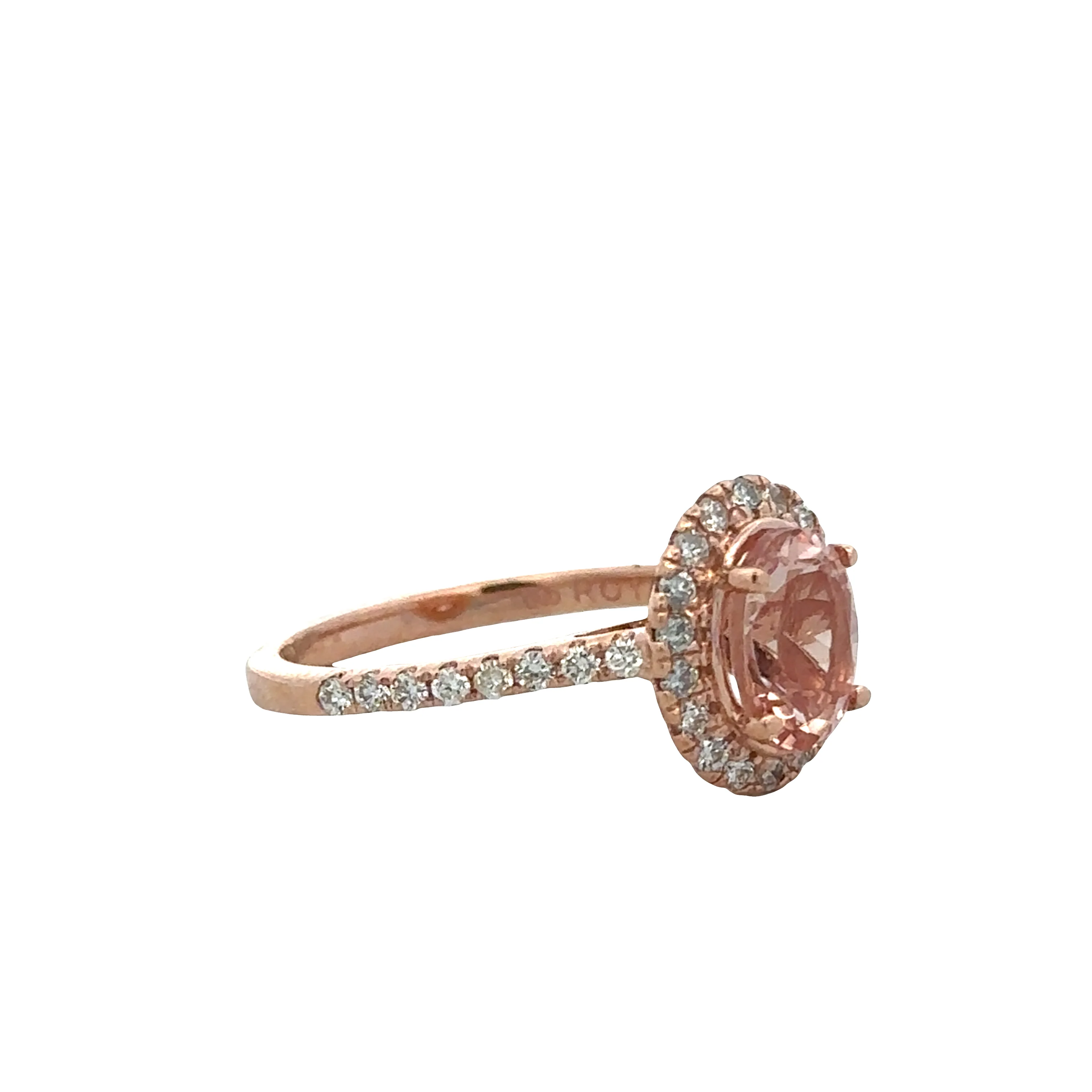 14k Rose Gold Morganite & Diamond Halo Ring – Size 7 - Image 2