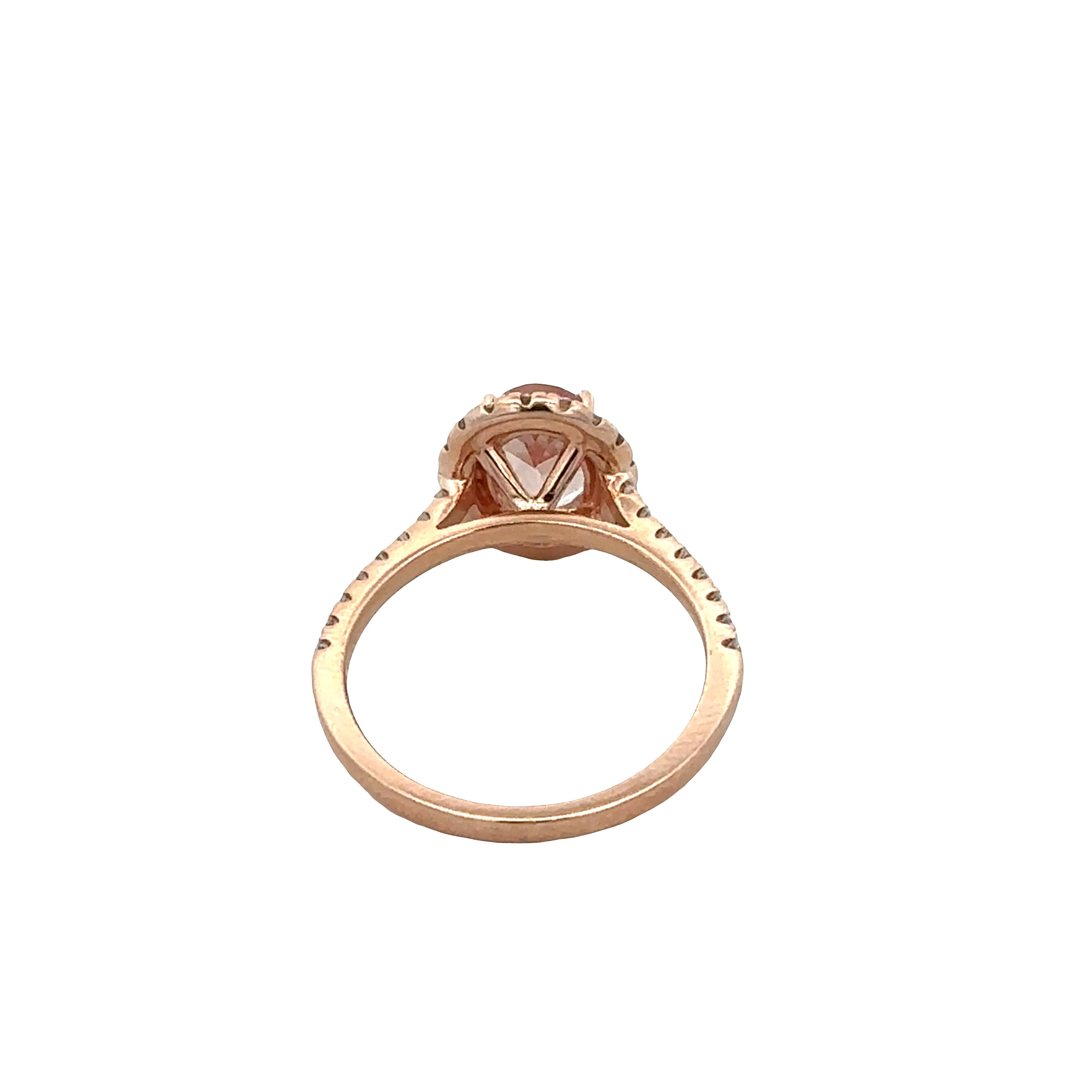 14k Rose Gold Morganite & Diamond Halo Ring – Size 7 - Image 3