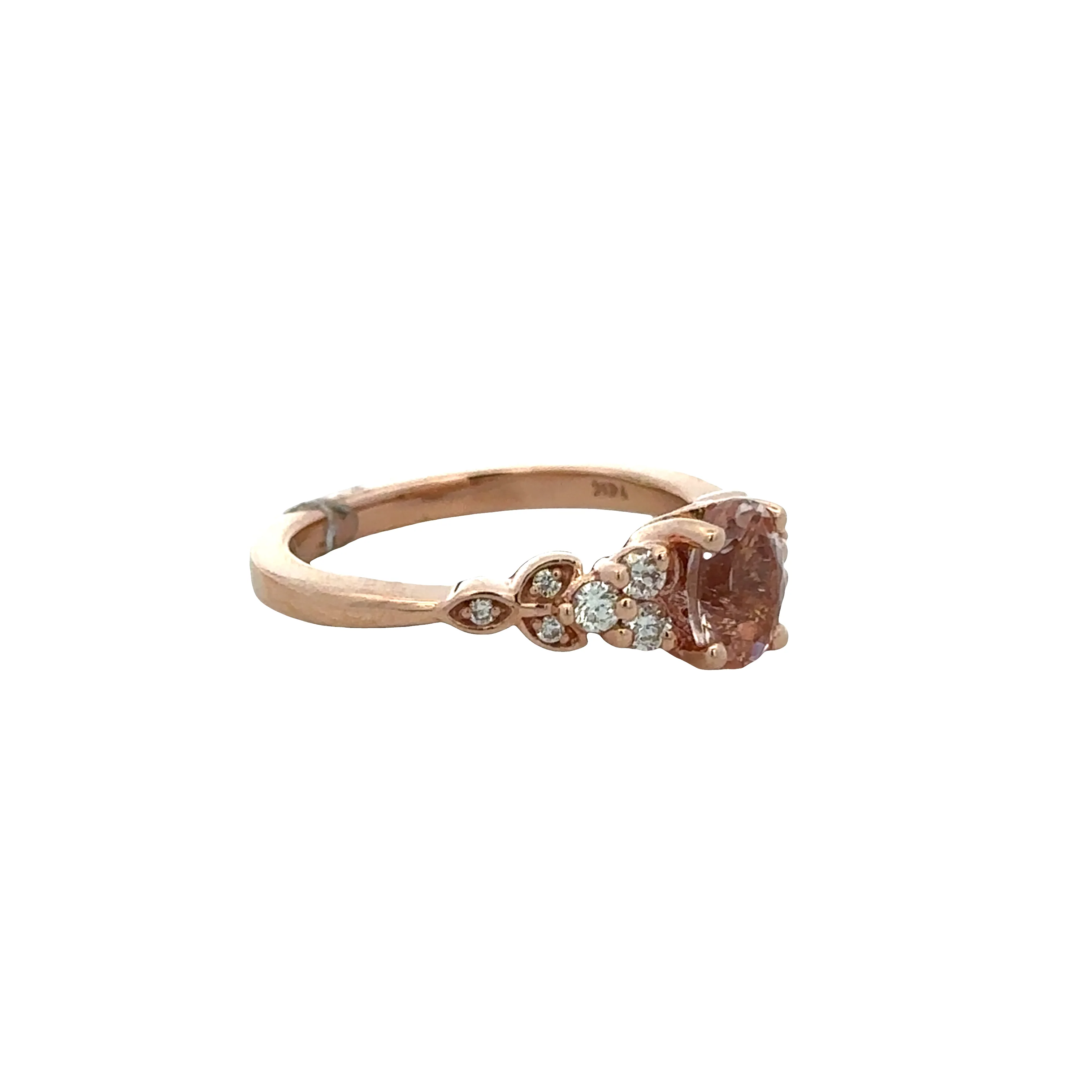 14k Rose Gold Morganite & Diamond Ring – Size 7 - Image 2