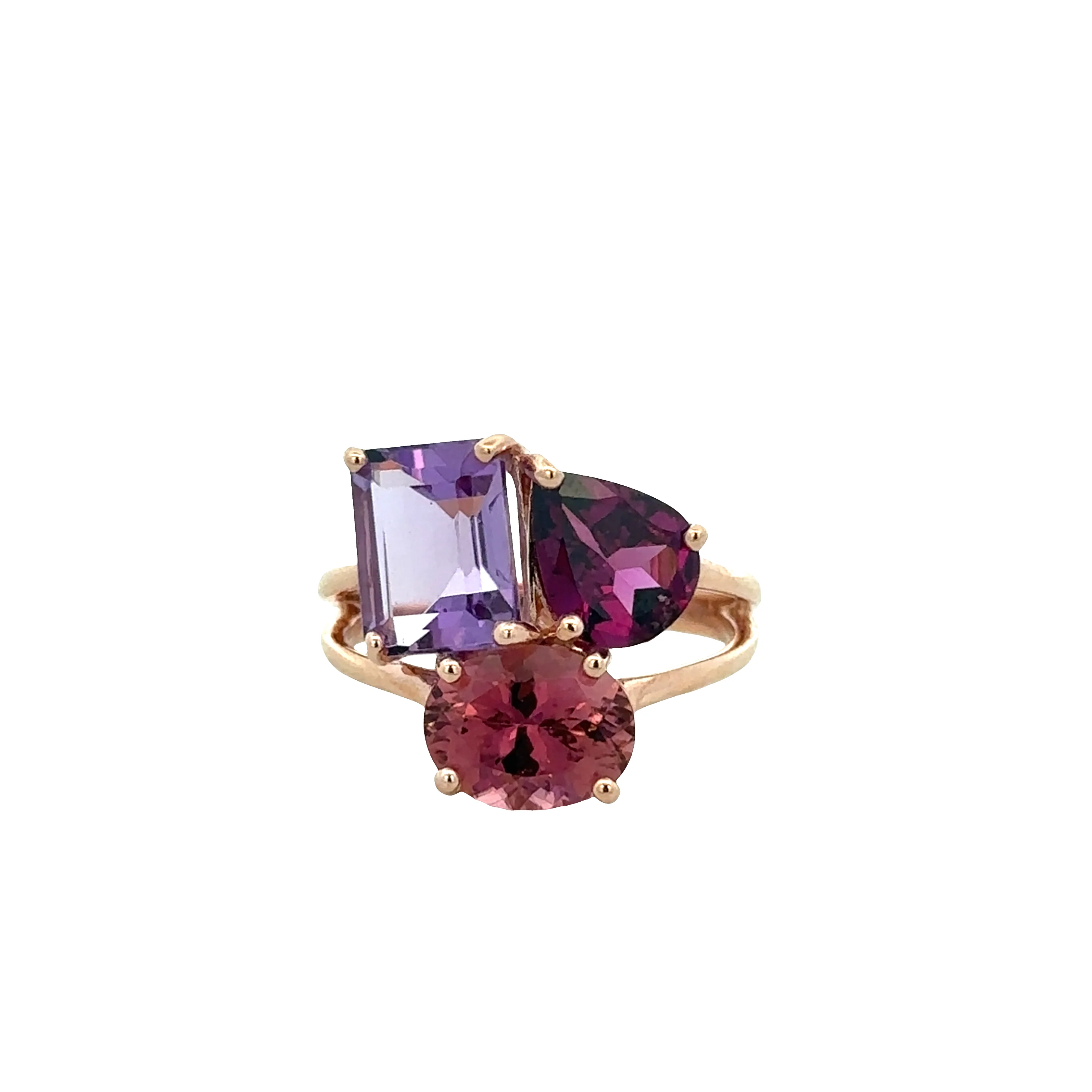 14k Rose Gold Multi Gemstone Cluster Ring – Size 7.25
