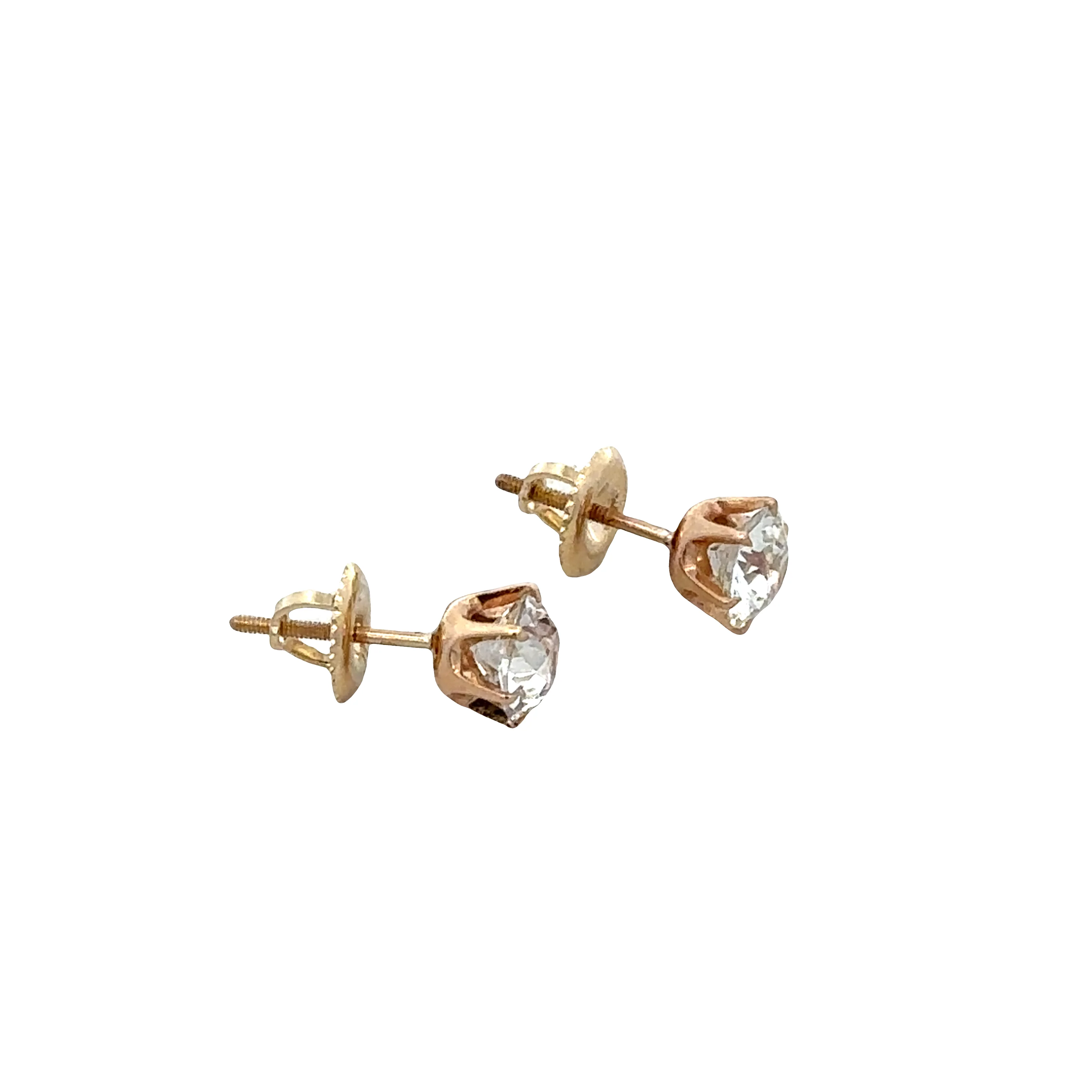 14k Rose Gold Old European Cut Diamond Stud Earrings – 1.49ct Total - Image 2
