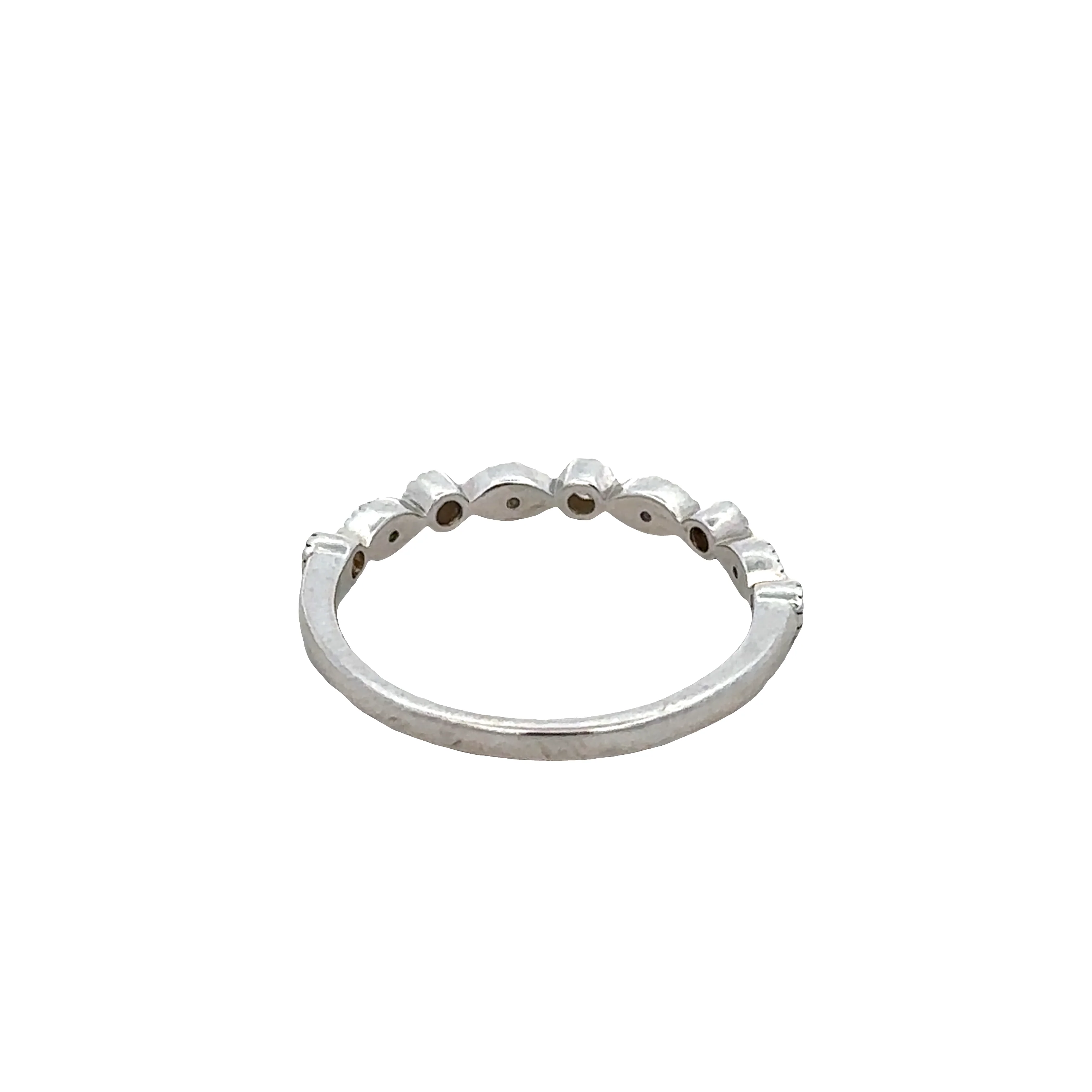 14k White Gold 0.10 Carat Diamond Milgrain Alternating Band – Size 6.25 - Image 3
