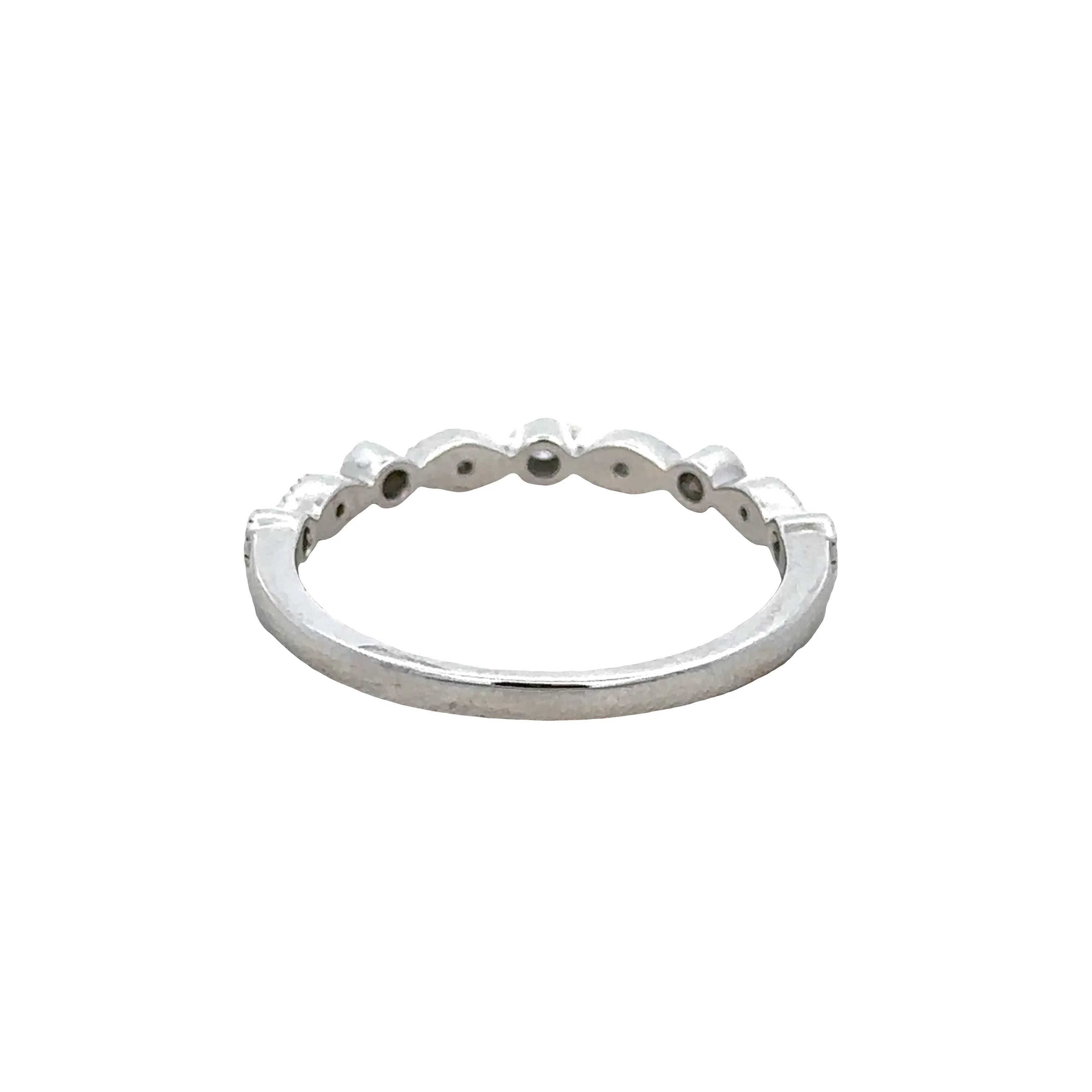 14k White Gold 0.10 Carat Diamond Milgrain Alternating Wedding Band – Size 6.25 - Image 3