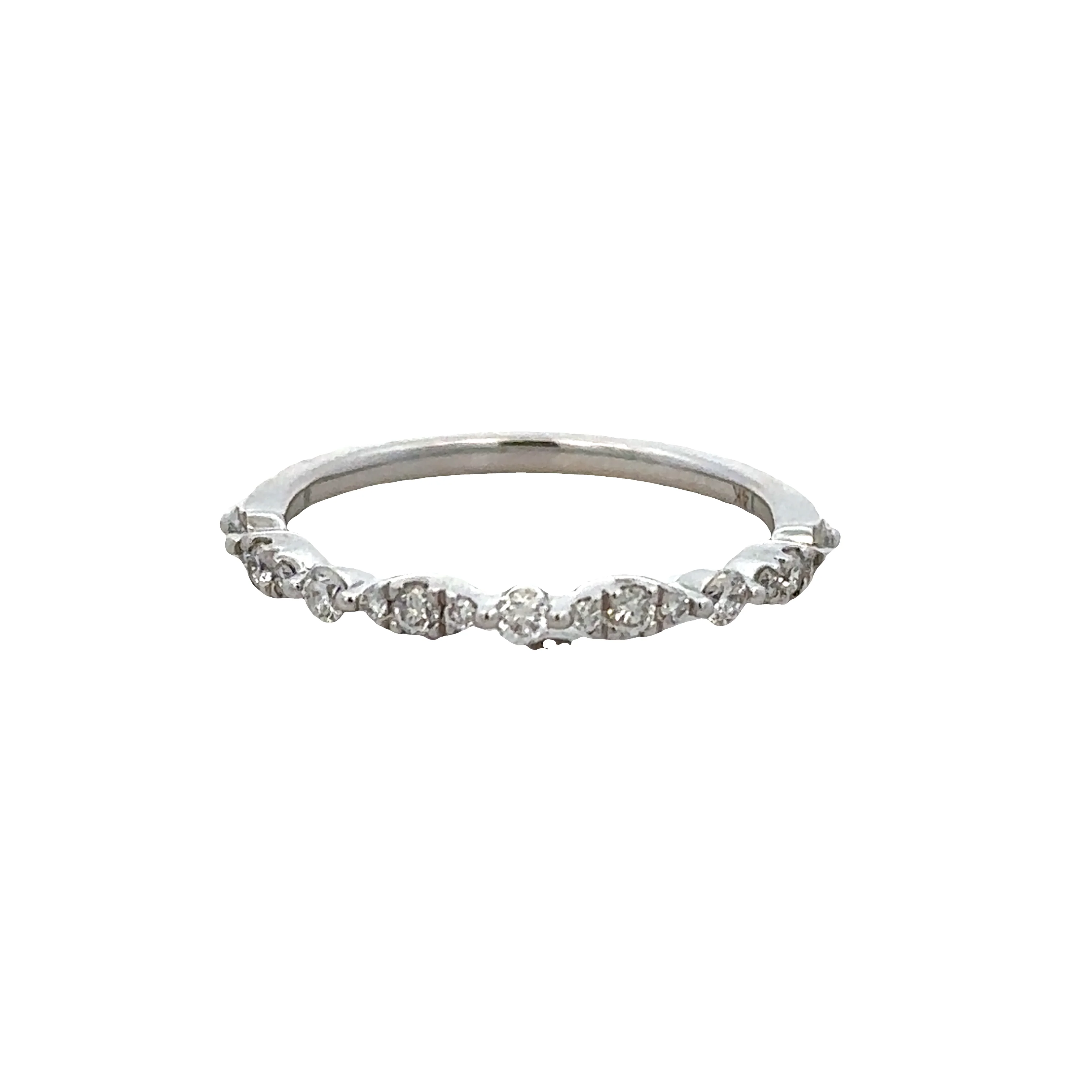 14k White Gold 0.25 Carat Diamond Alternating Wedding Band – Size 6