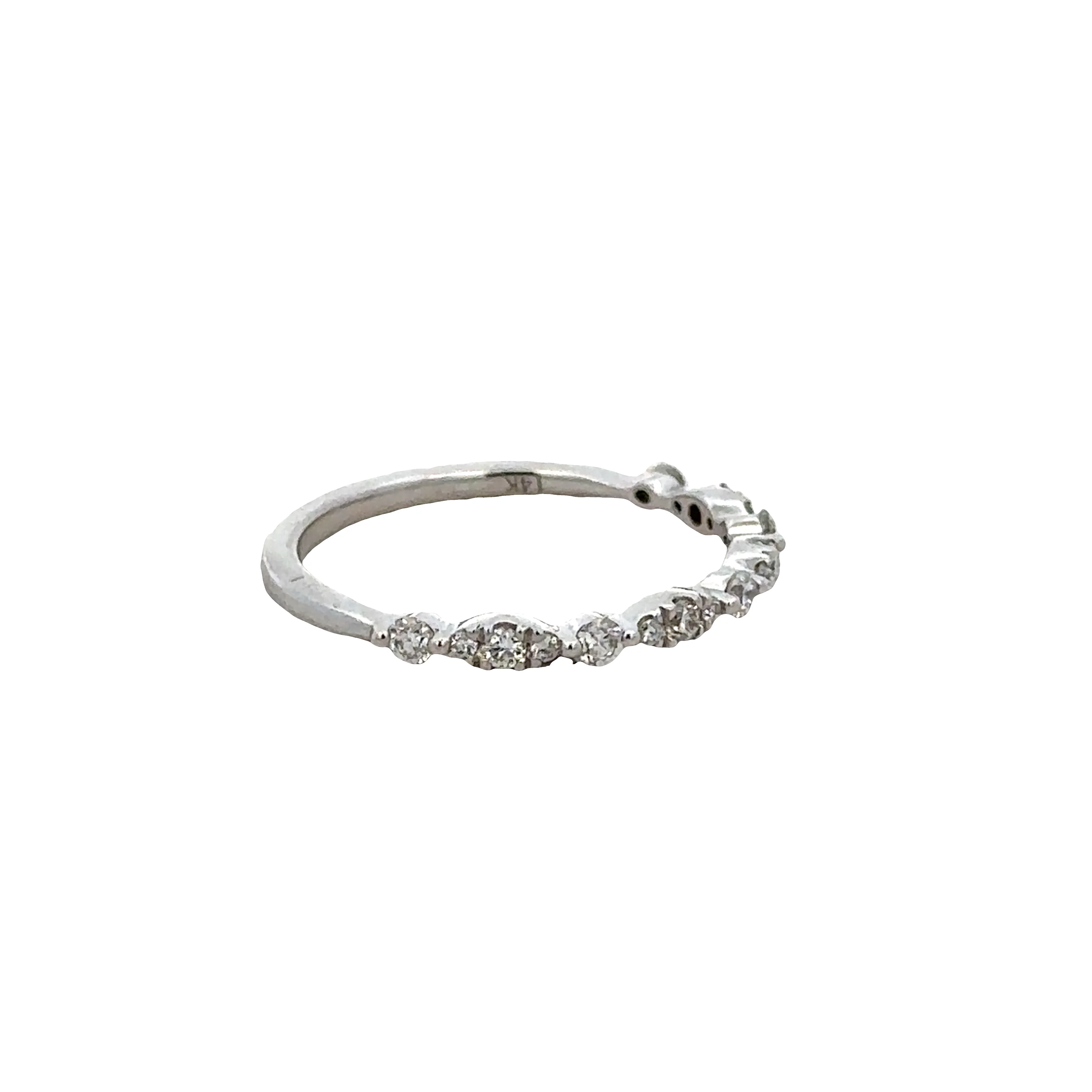 14k White Gold 0.25 Carat Diamond Alternating Wedding Band – Size 6 - Image 2