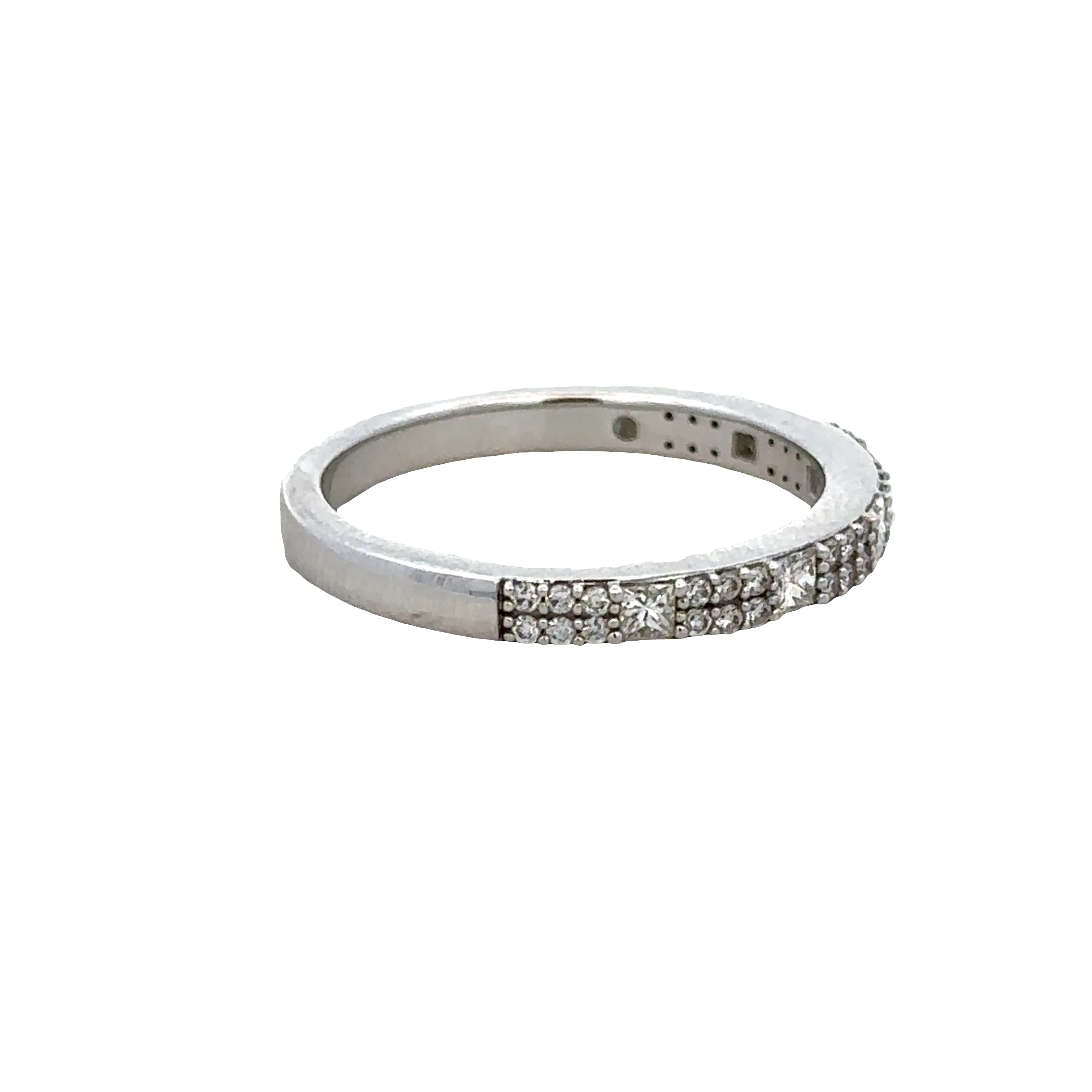 14k White Gold 0.37 Carat Princess & Round Diamond Band – Size 6 - Image 2