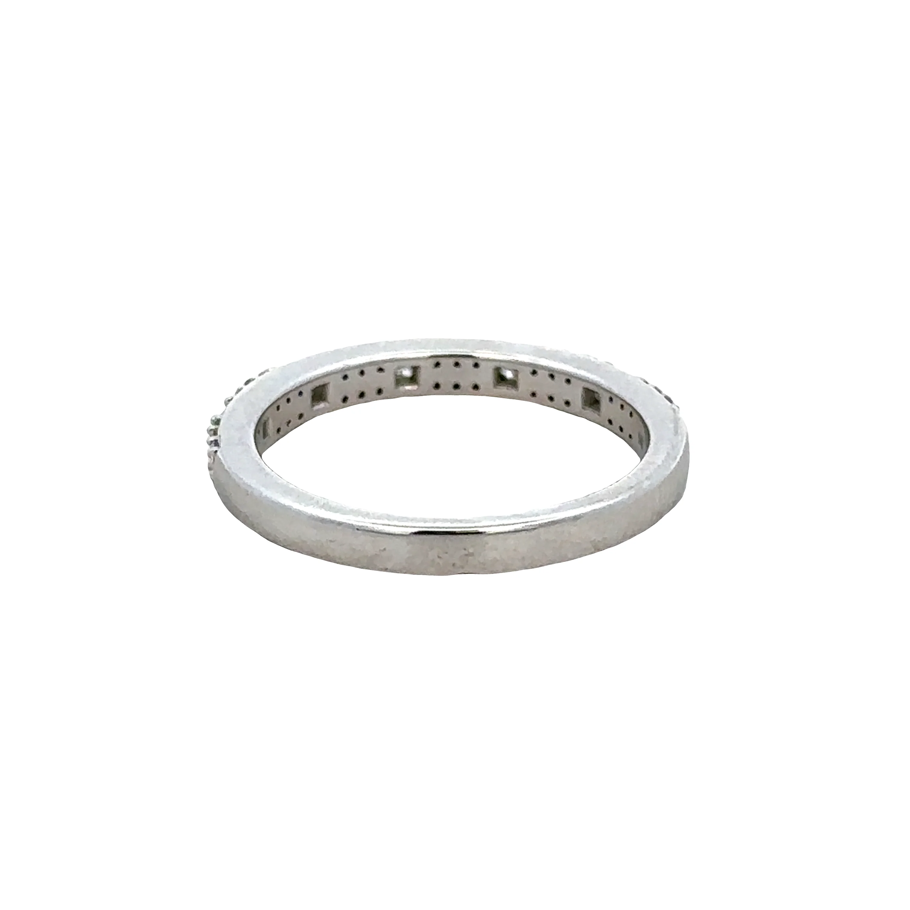 14k White Gold 0.37 Carat Princess & Round Diamond Band – Size 6 - Image 3