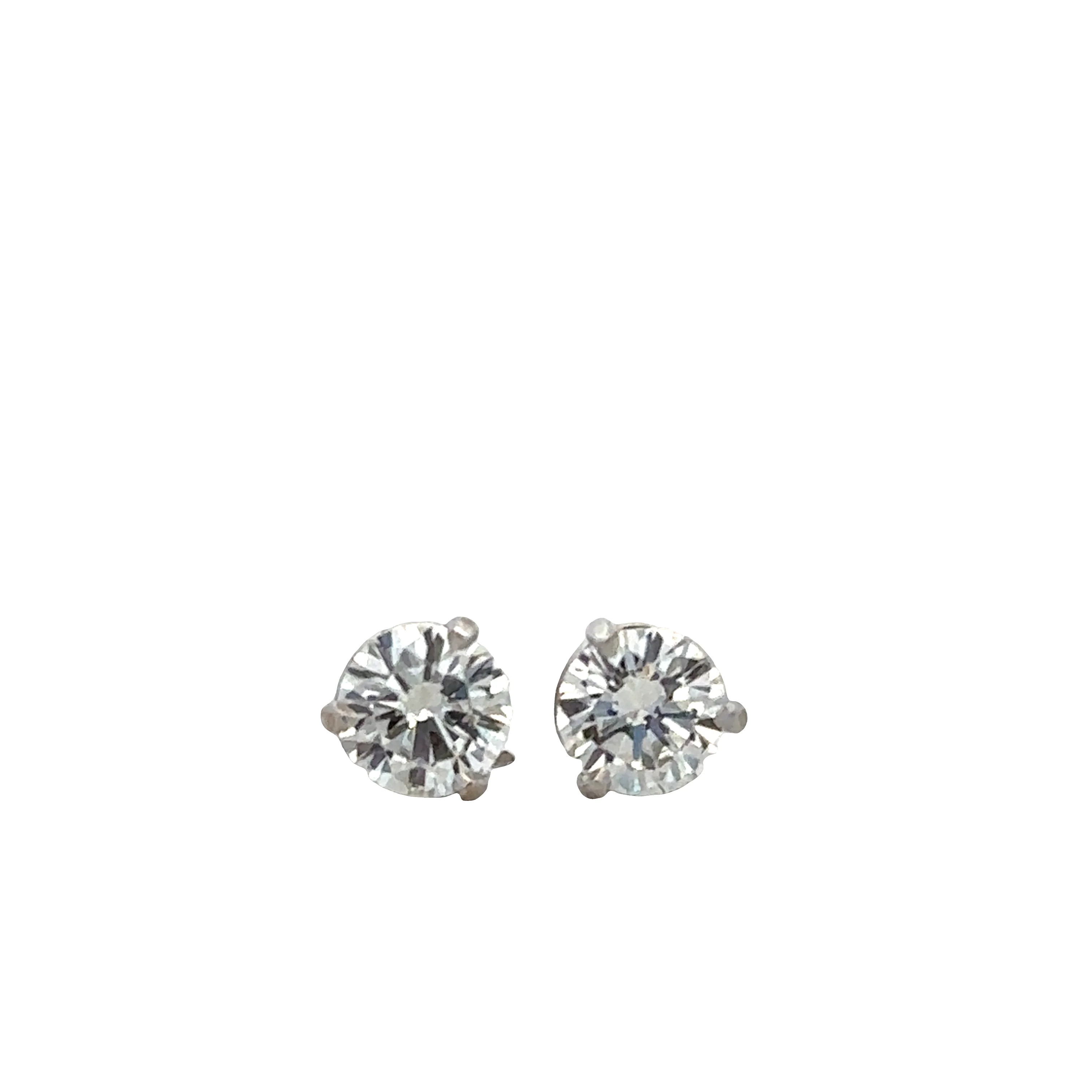 14k White Gold 1.00 CTW Diamond Stud Earrings – G Color, SI1