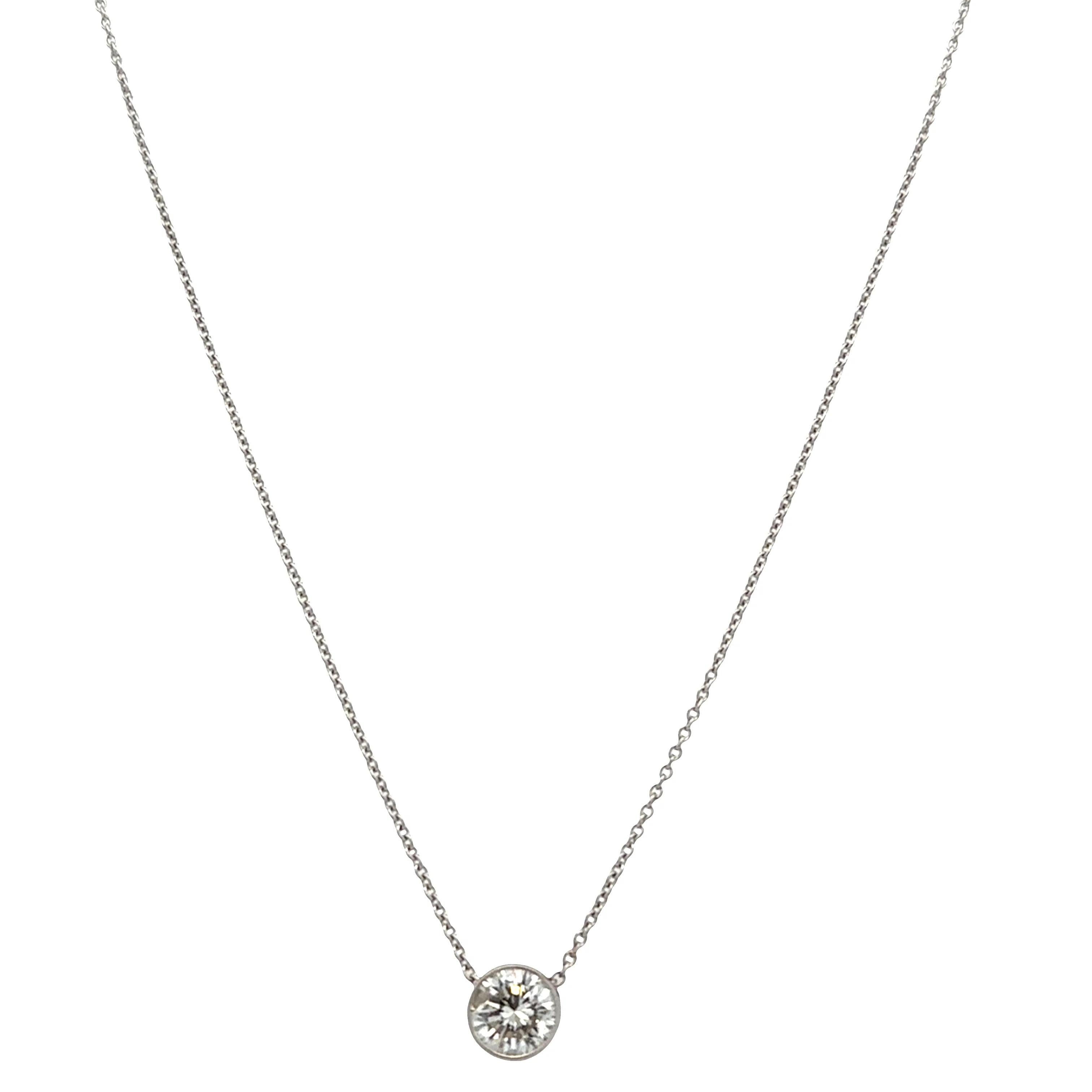 14k White Gold 1.01 ct. Diamond Bezel Station Necklace – 16" Long - Image 2