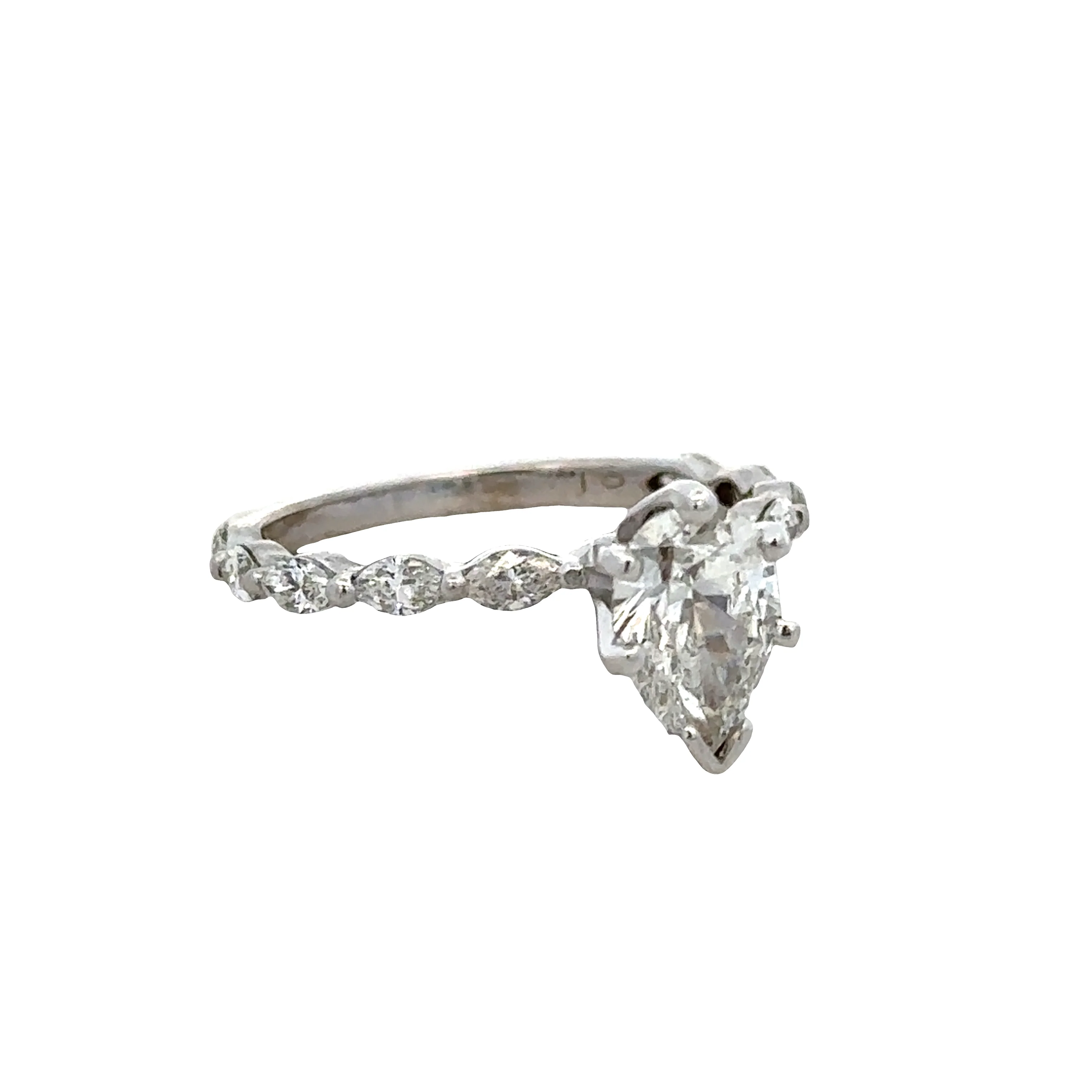 14k White Gold 1.01ct GIA Pear Shape Diamond Engagement Ring – Size 6 - Image 3