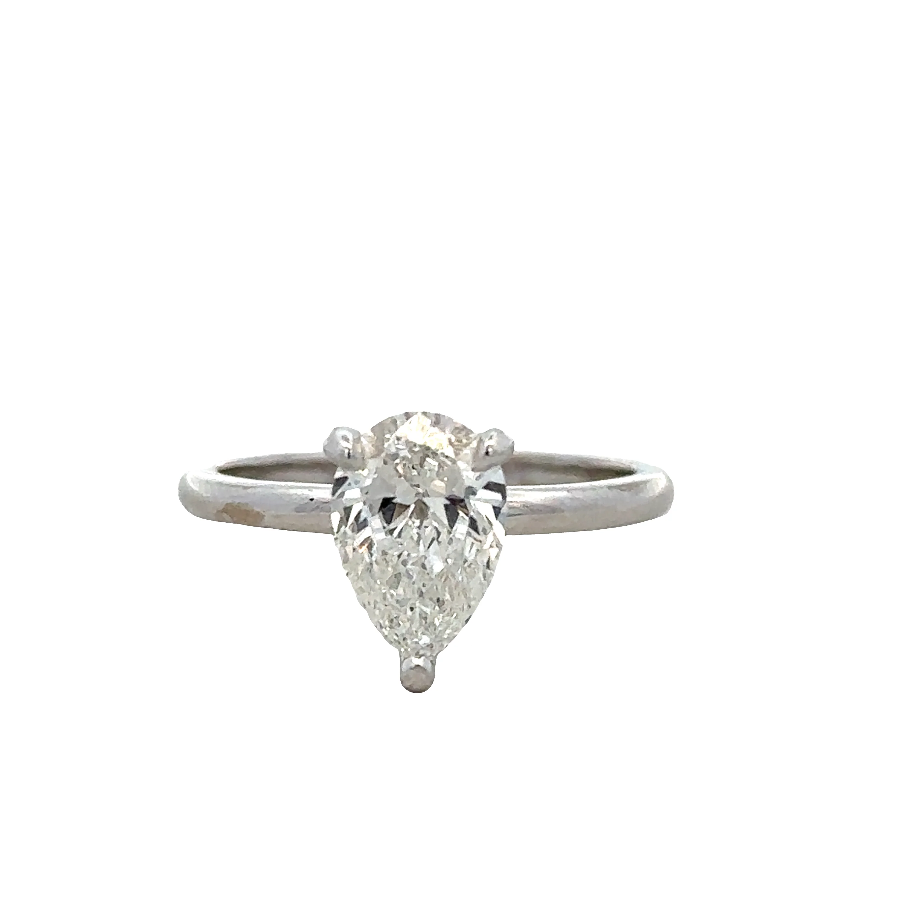 14k White Gold 1.50ct GIA Pear-Shaped Diamond Engagement Ring – Size 6.75