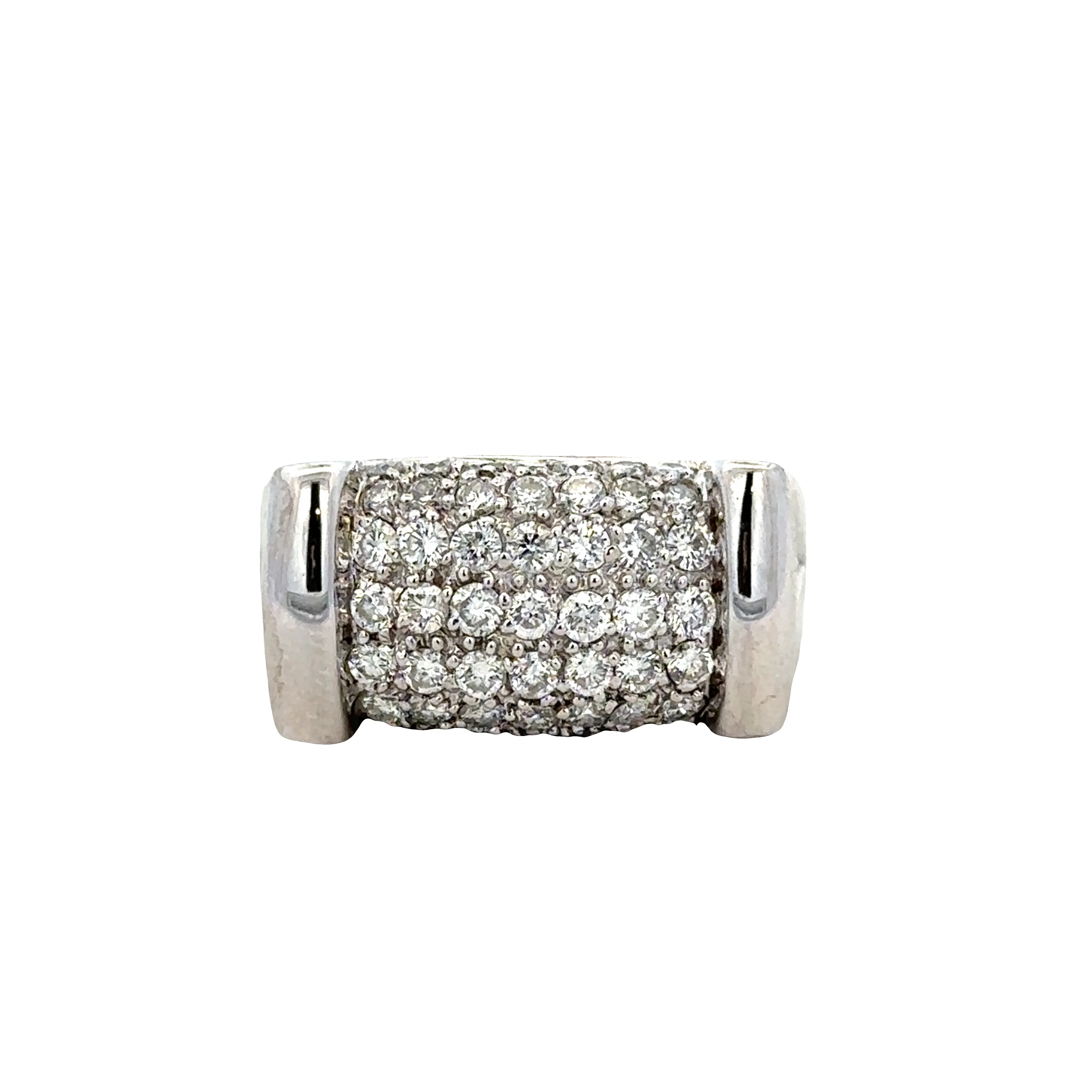 14k White Gold 1.74 Carat Diamond Pavé Statement Ring – Size 8.25