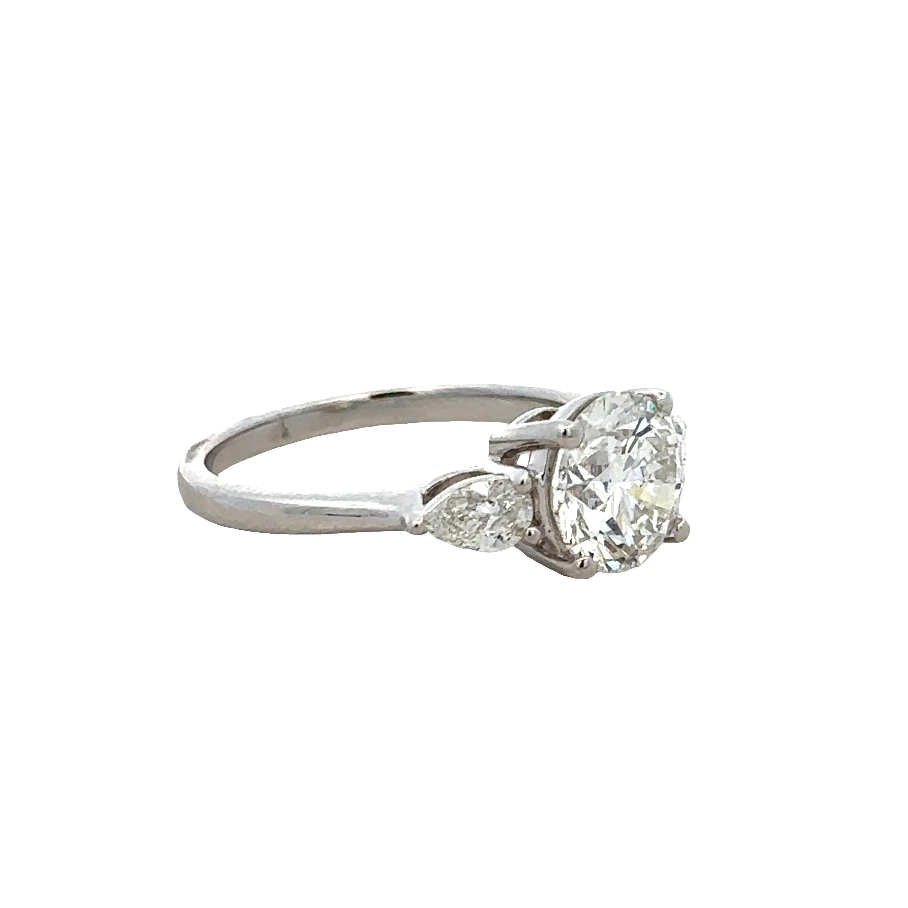 14k White Gold 1.90ct Diamond Engagement Ring with Pear-Shaped Accents – Size 6 - Image 2