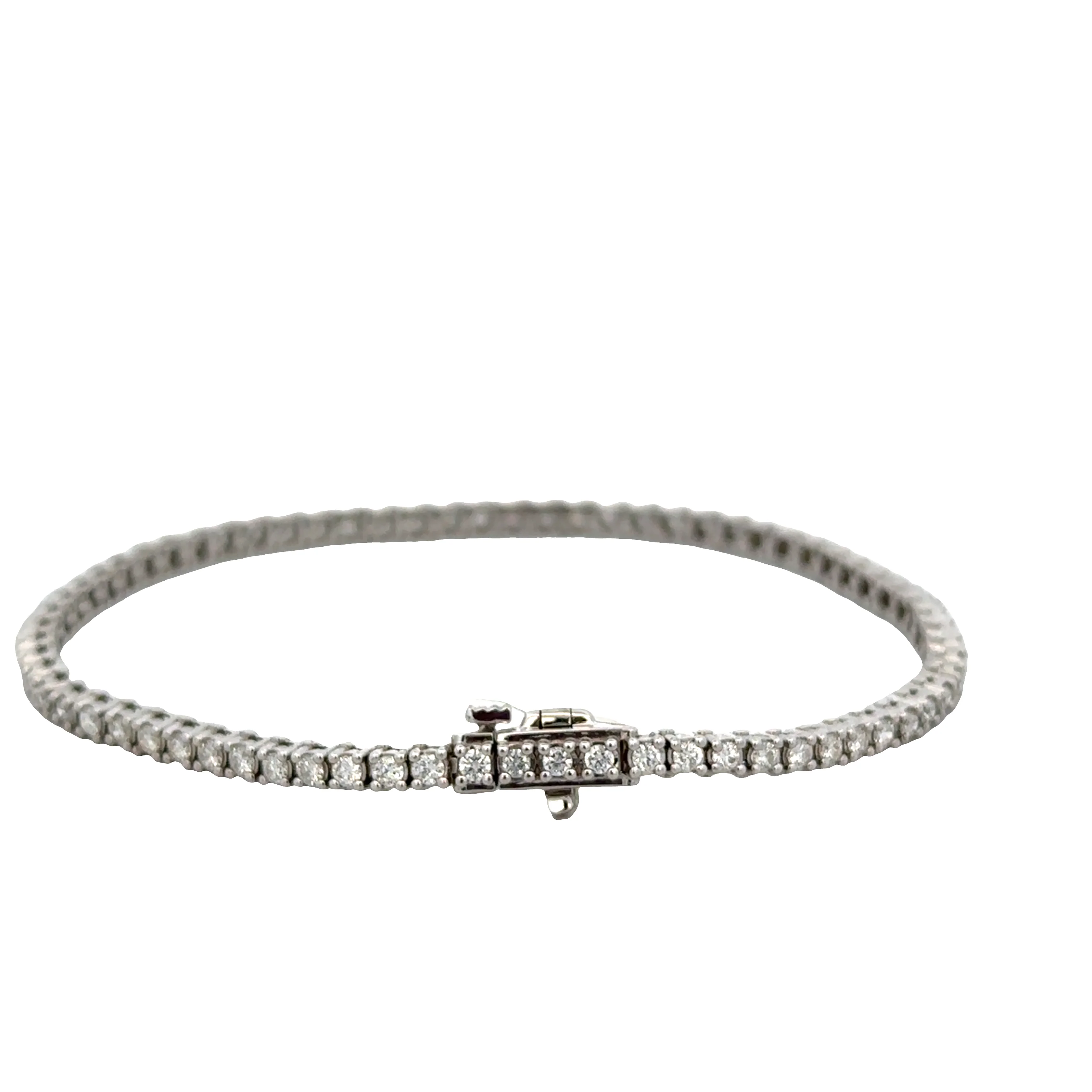 14k White Gold 2.00 Carat Diamond Straight Line Bracelet – 7.25" Long - Image 2