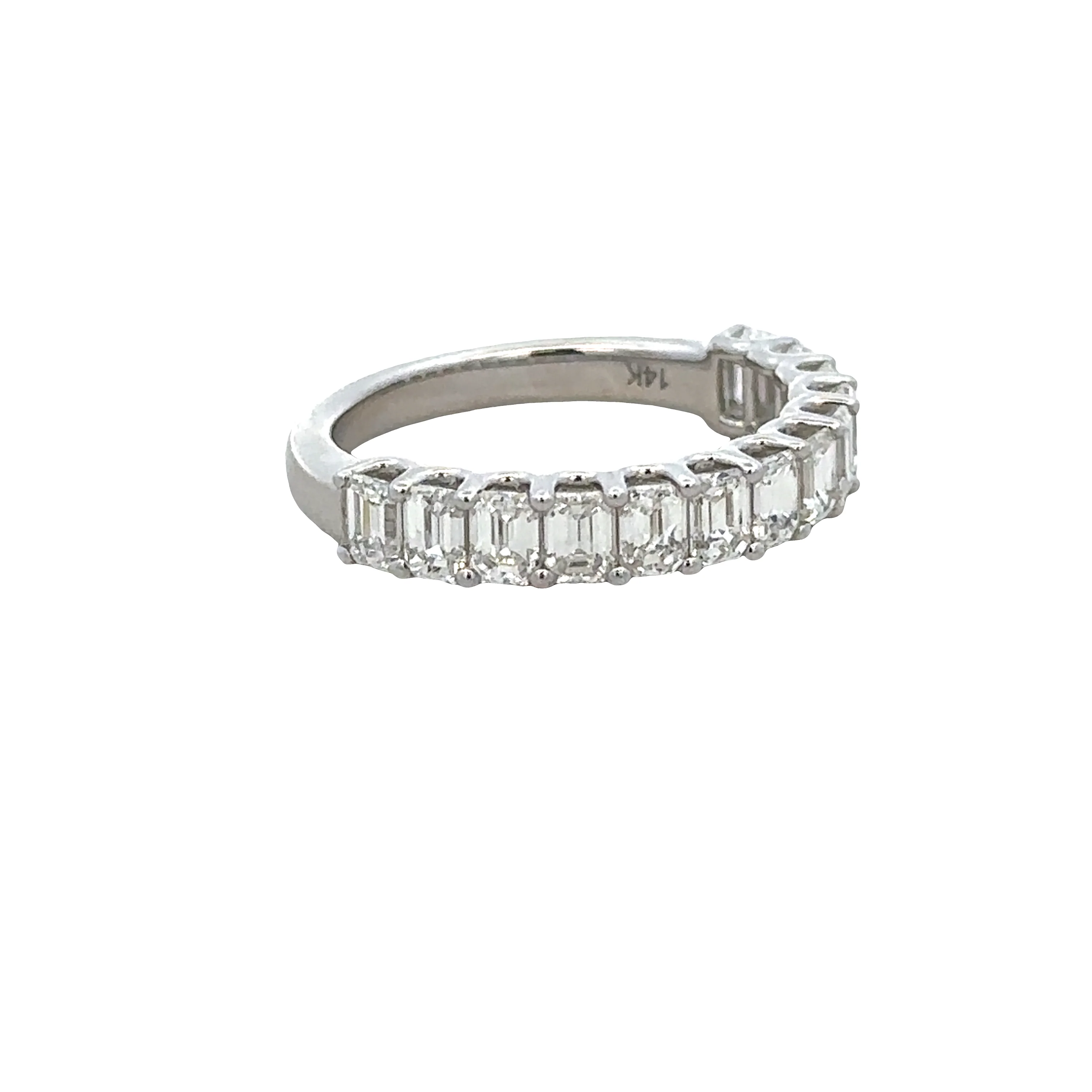 14k White Gold 2.00 Carat Emerald Cut Diamond Wedding Band – Size 6.5 - Image 2
