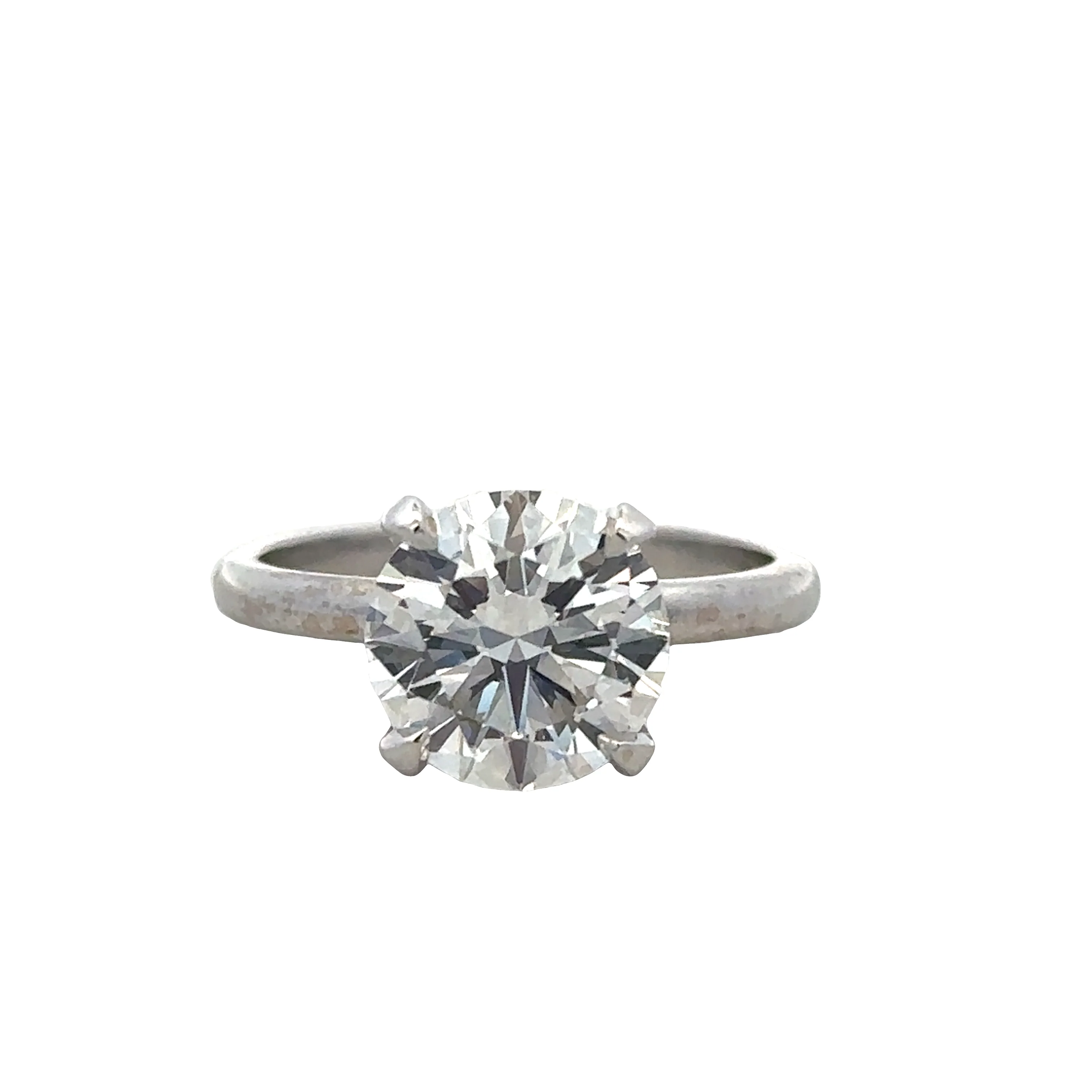 14k White Gold 3.02 Carat Round Brilliant Diamond Solitaire Engagement Ring – GIA Certified, Size 6.75