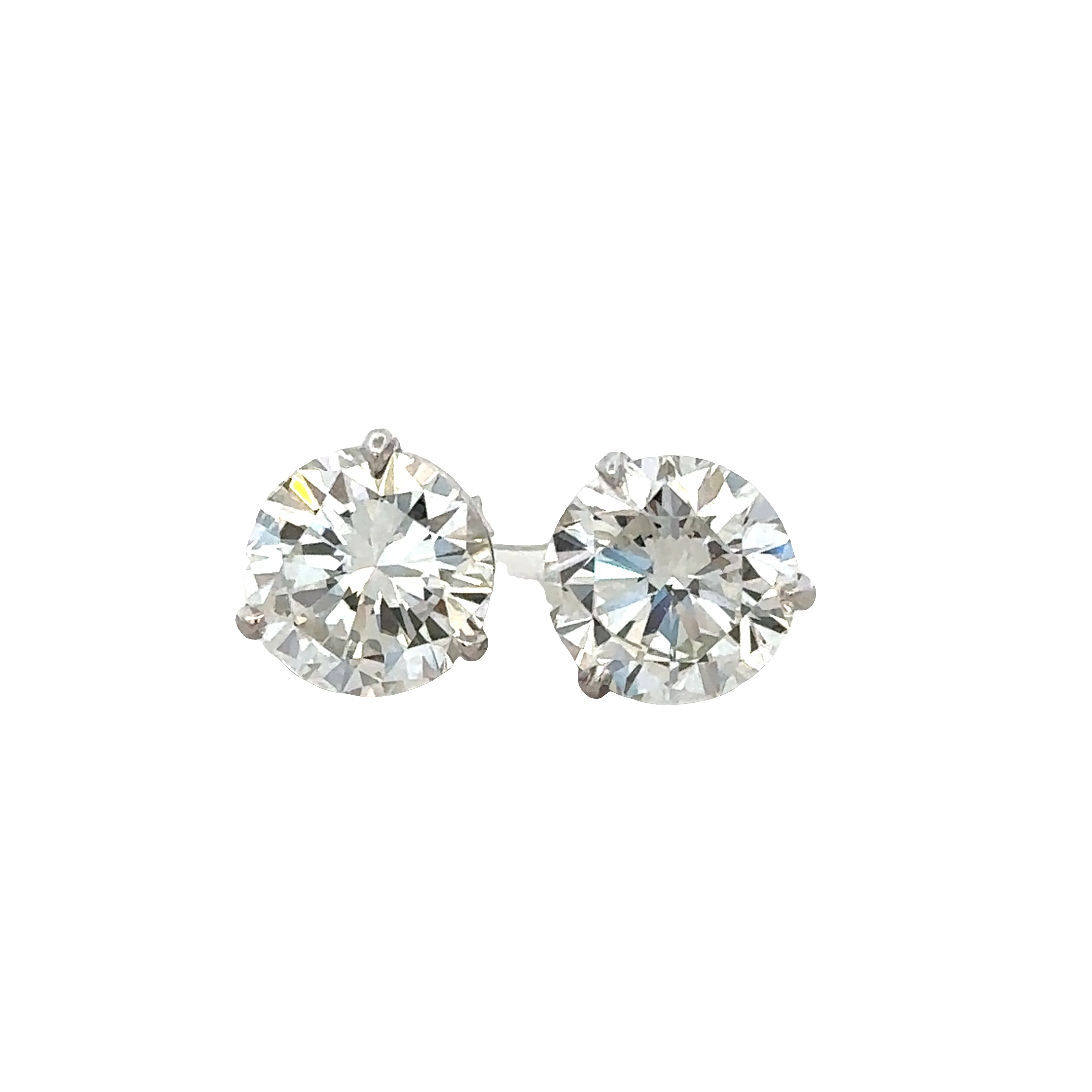 14k White Gold 4.89ct GIA Diamond Stud Earrings – Three-Prong Settings