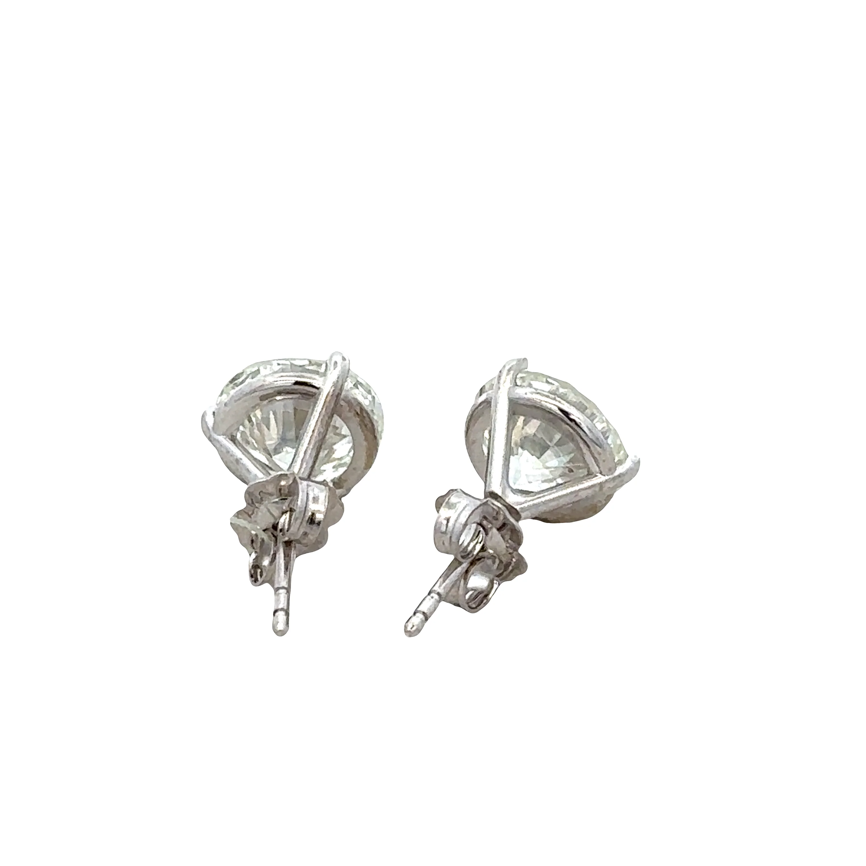 14k White Gold 4.89ct GIA Diamond Stud Earrings – Three-Prong Settings - Image 2