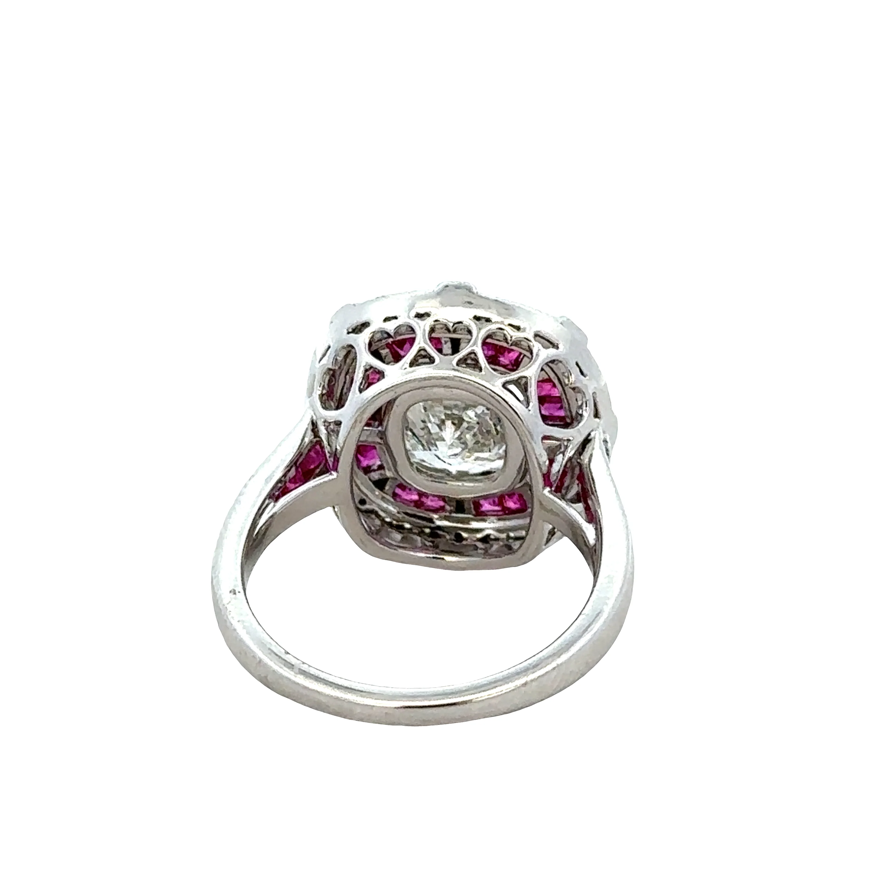 14k White Gold Art Deco–Inspired Diamond & Ruby Statement Ring – Size 7.25 - Image 3