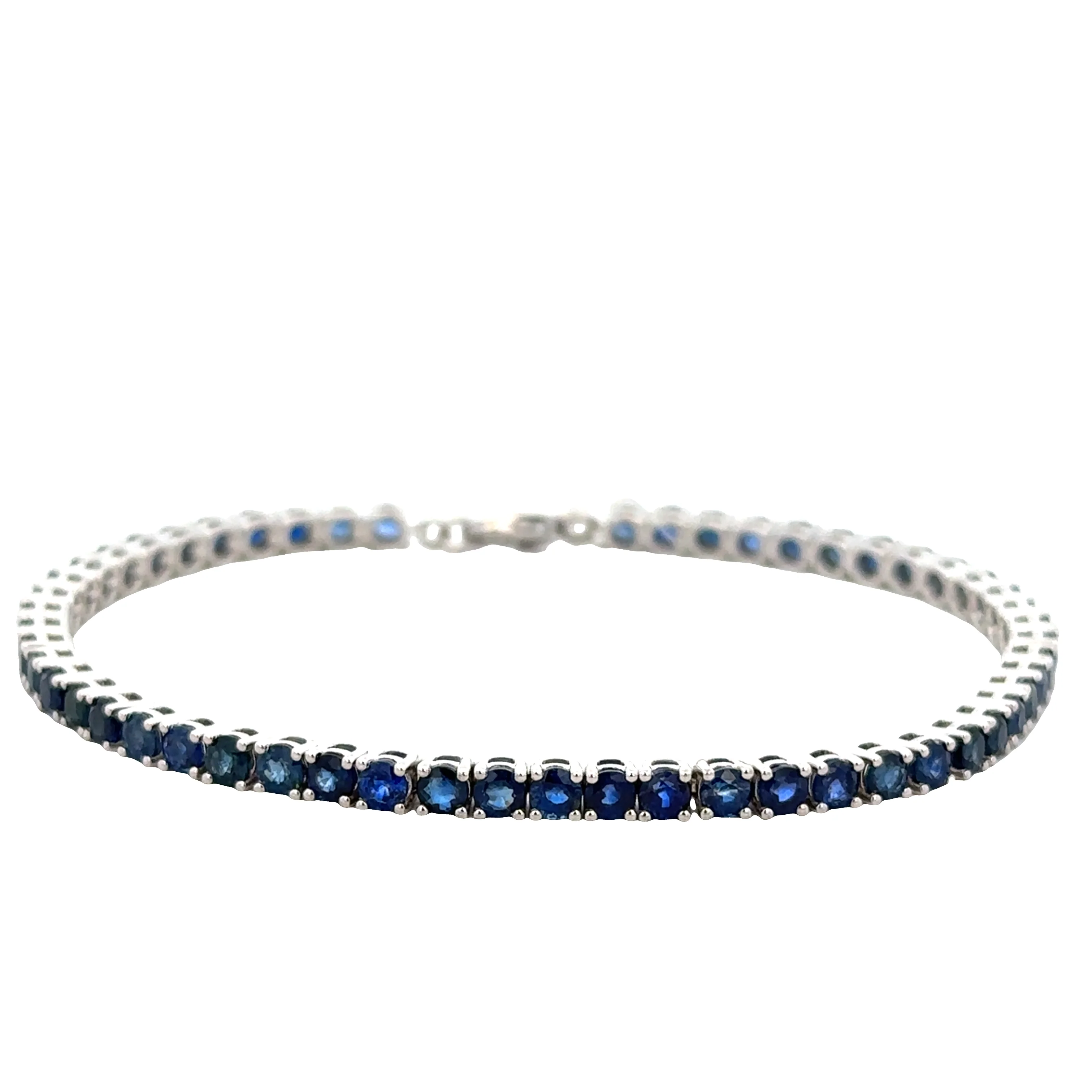14k White Gold Blue Sapphire Line Bracelet