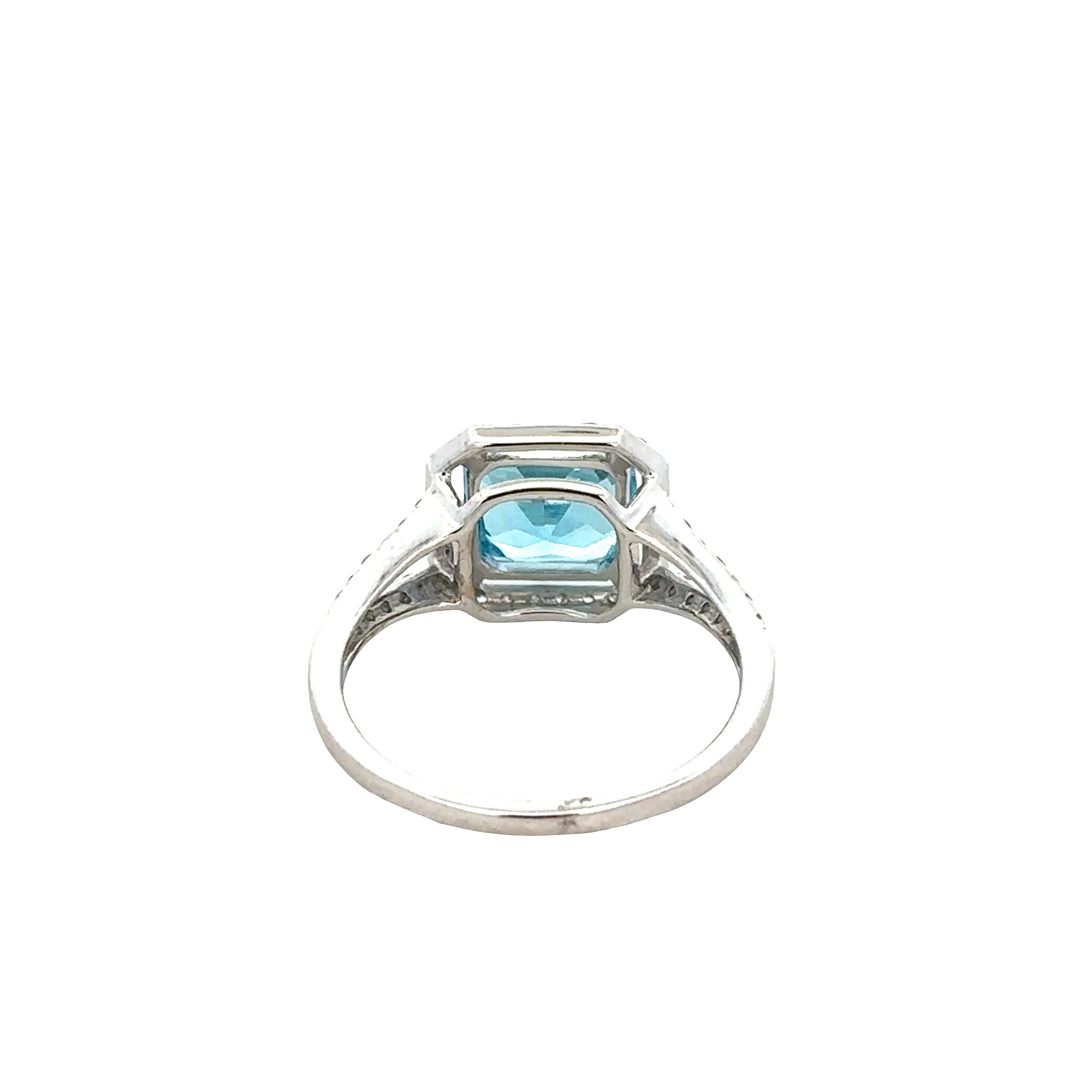14k White Gold Blue Topaz and Diamond Halo Ring – 2.35 ct. Center Stone - Image 3