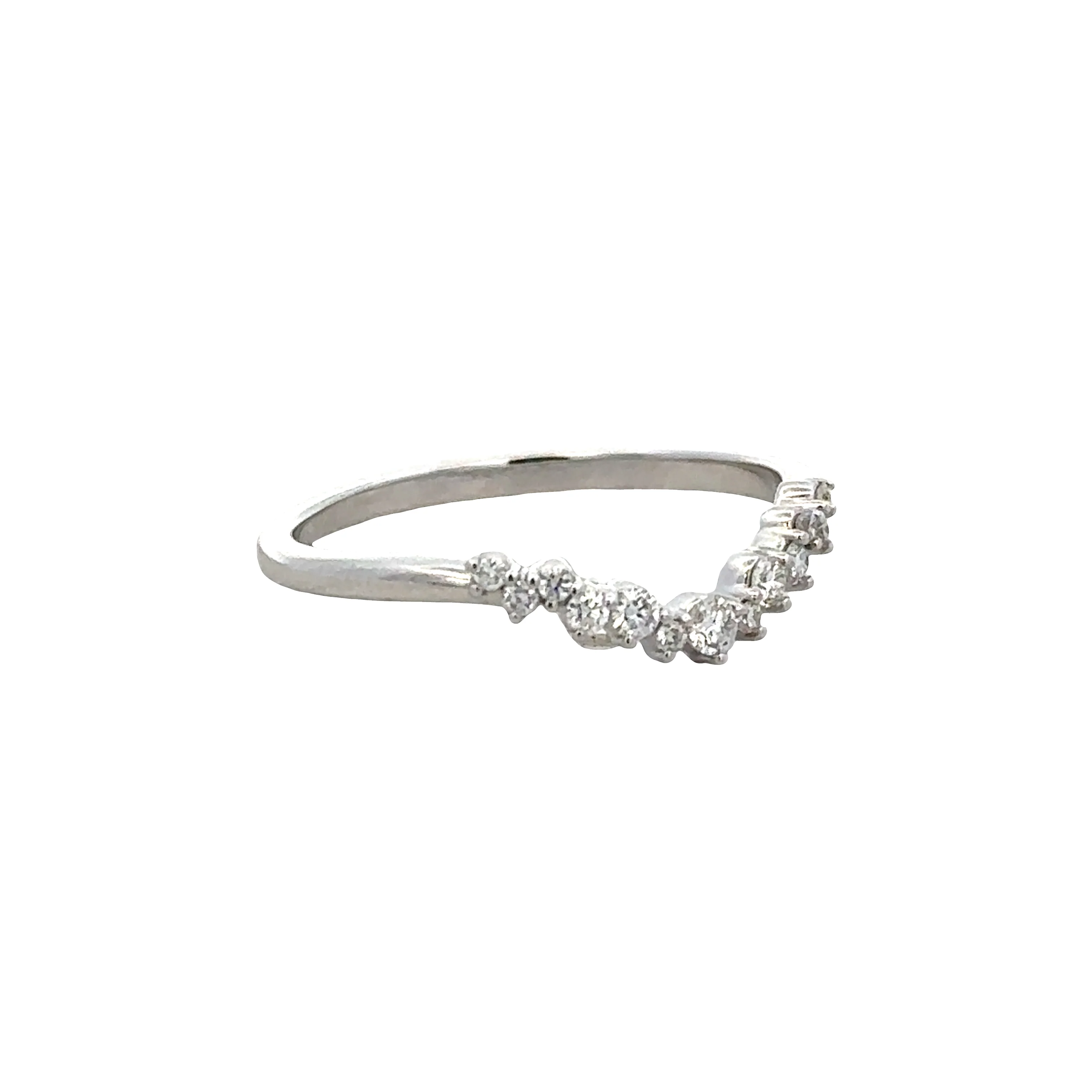 14k White Gold Contoured Diamond Band – Size 7 - Image 2