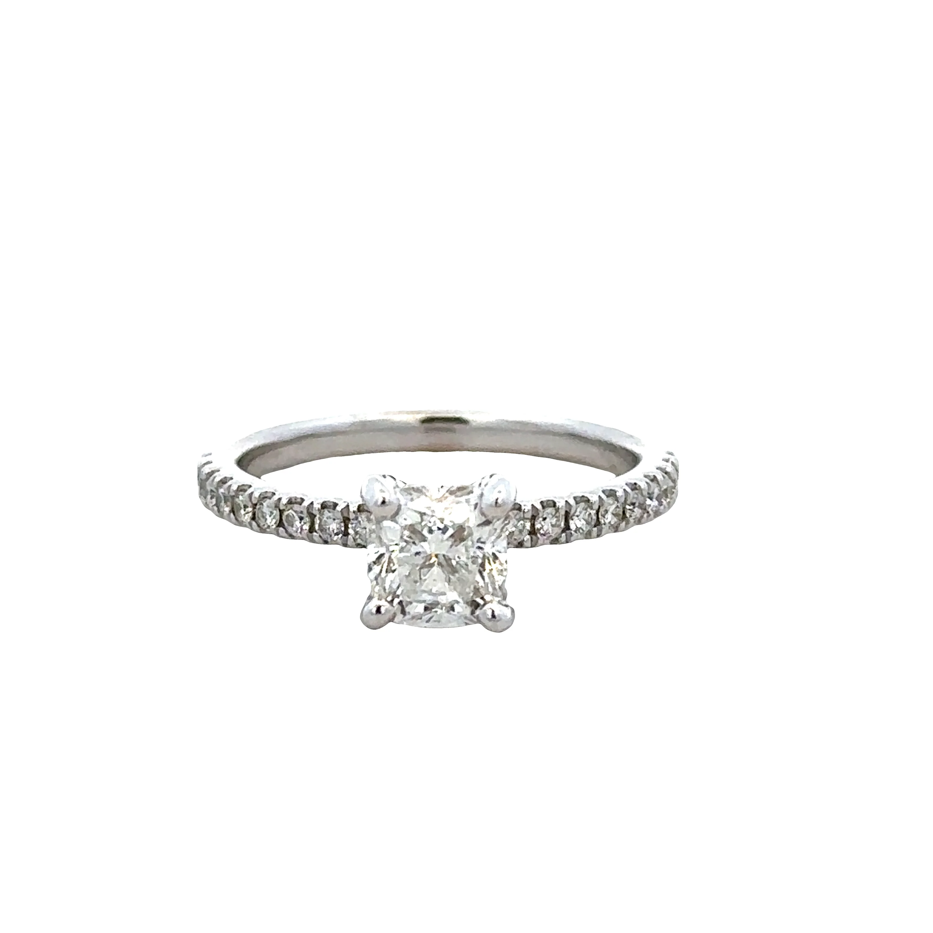 14k White Gold Cushion-Cut Diamond Engagement Ring – Size 5.5