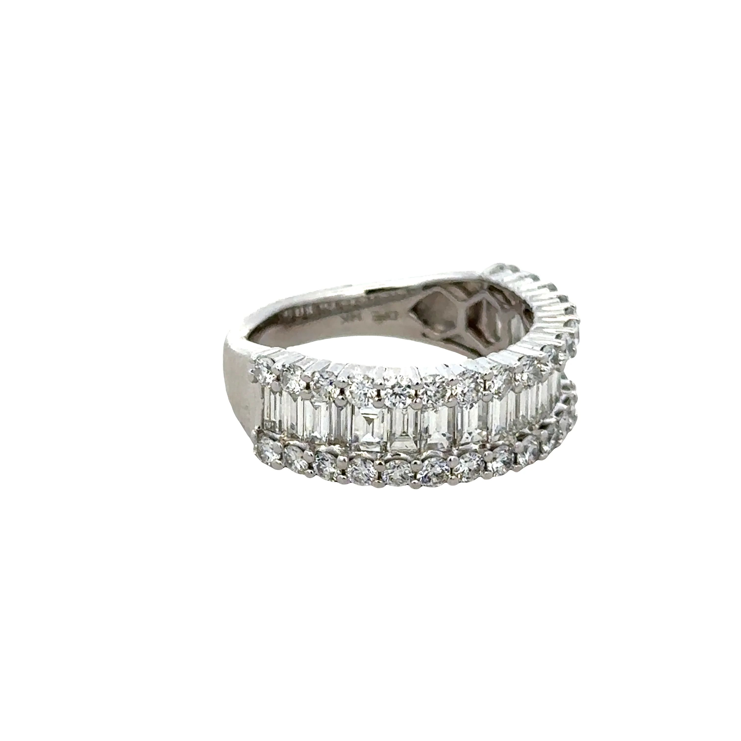 14k White Gold Diamond Baguette & Round Band – Size 6.75 - Image 2