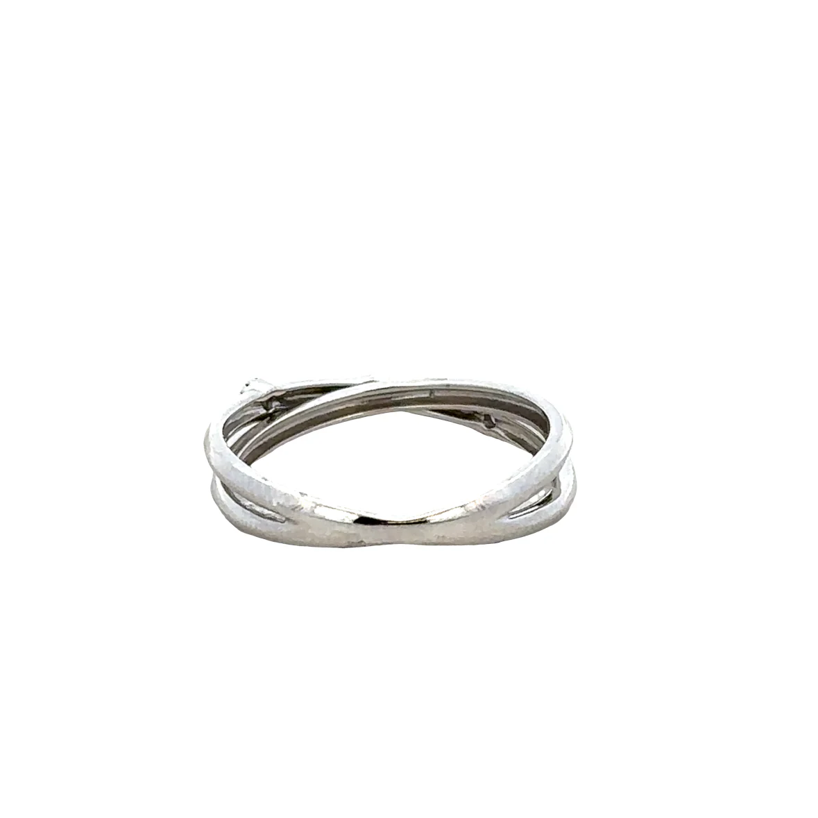 14k White Gold Diamond Crossover Band Ring – Size 7.25 - Image 3