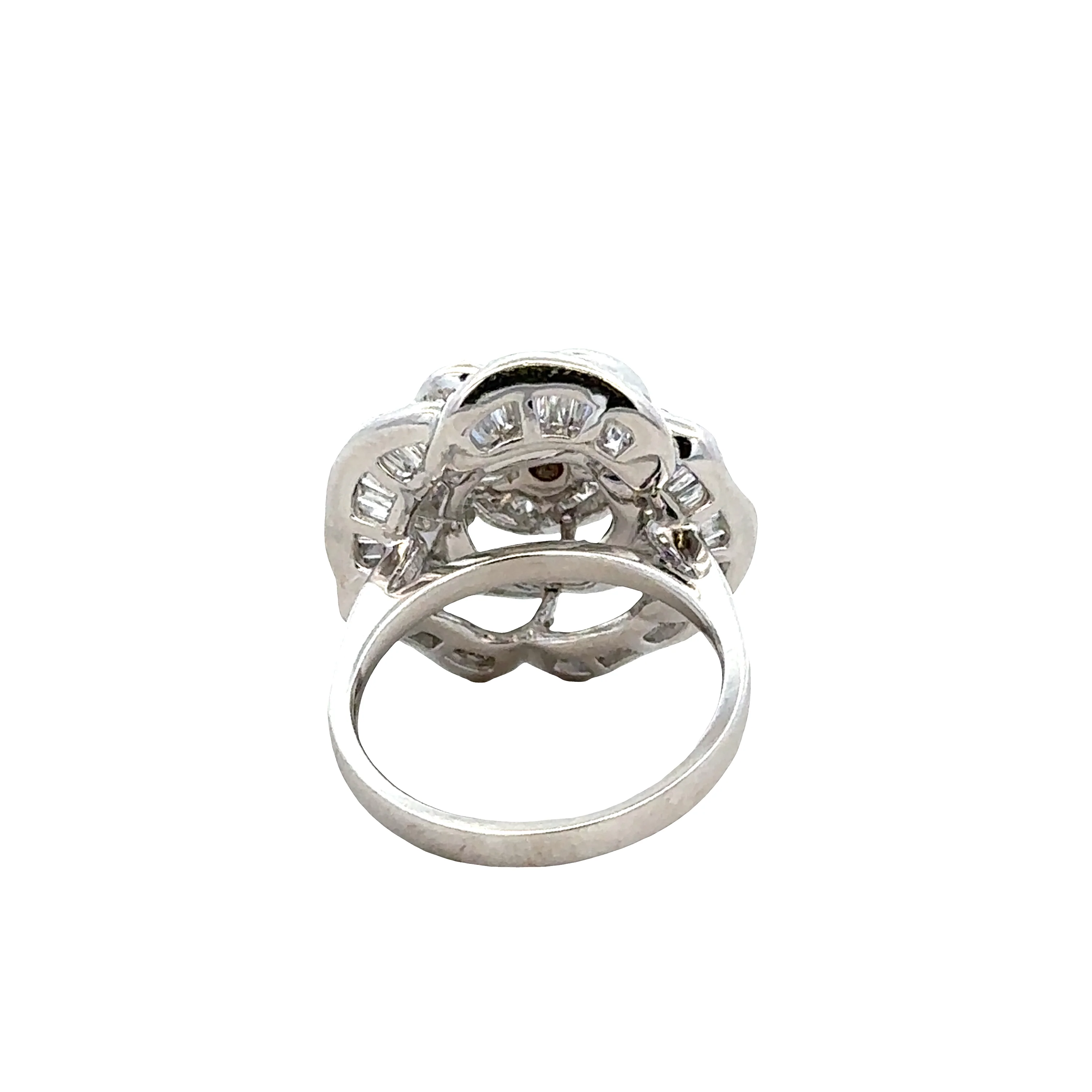 14k White Gold Diamond Floral Cocktail Ring – Size 6 - Image 3