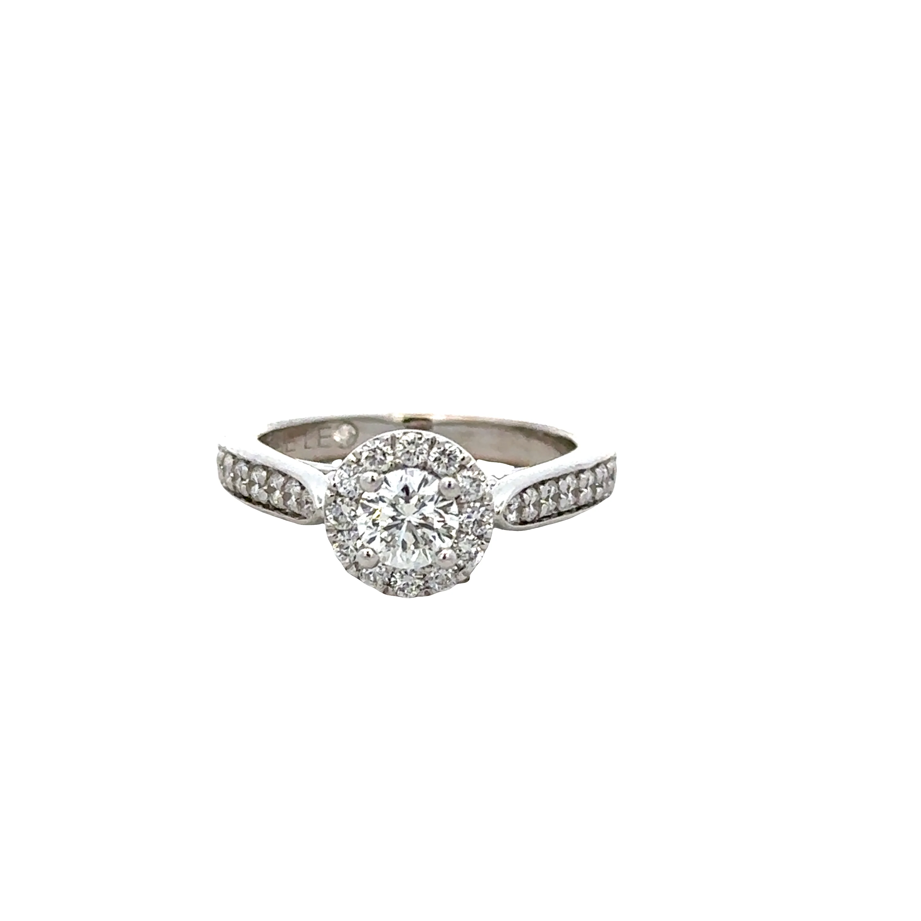 14k White Gold Diamond Halo Engagement Ring – Size 4.25