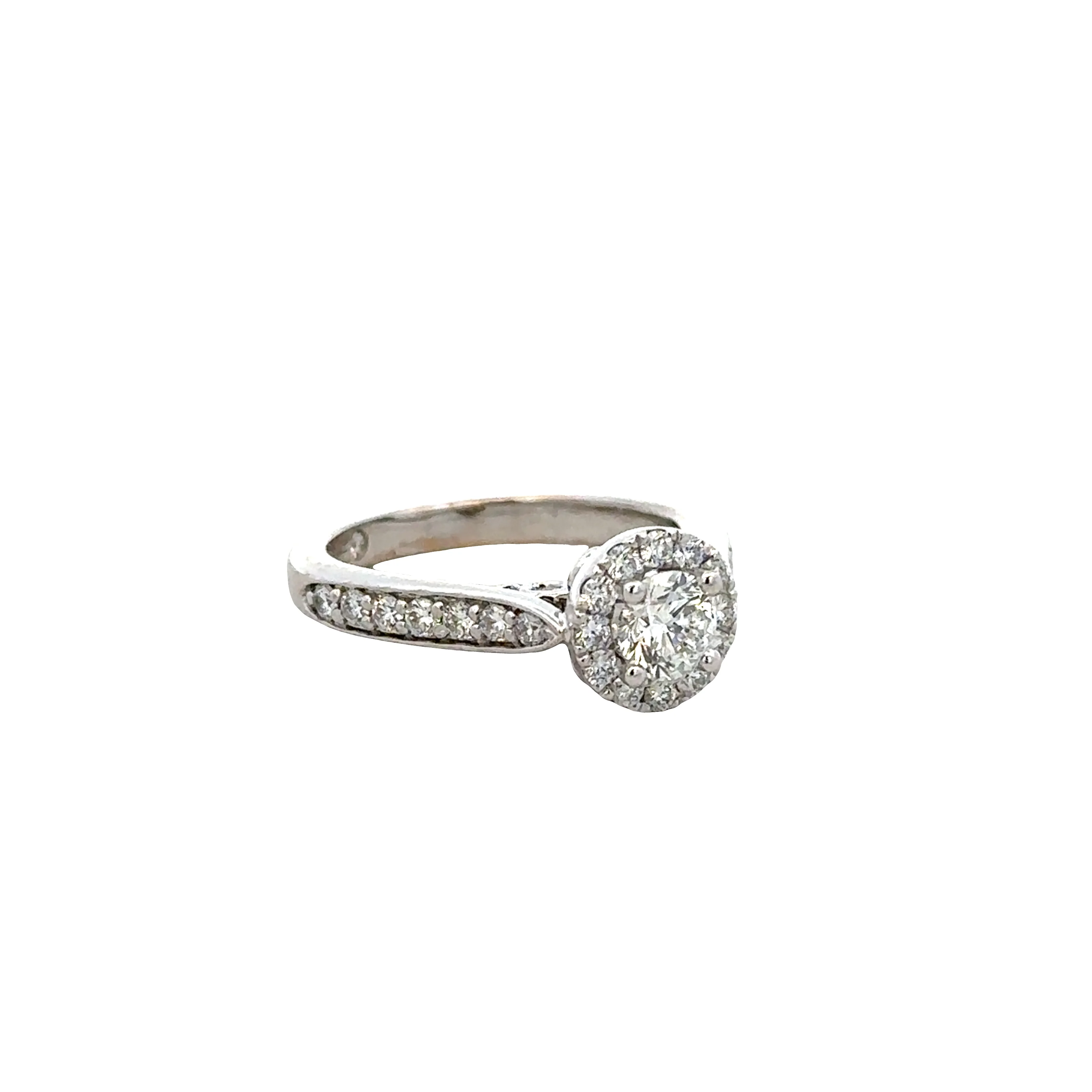 14k White Gold Diamond Halo Engagement Ring – Size 4.25 - Image 2