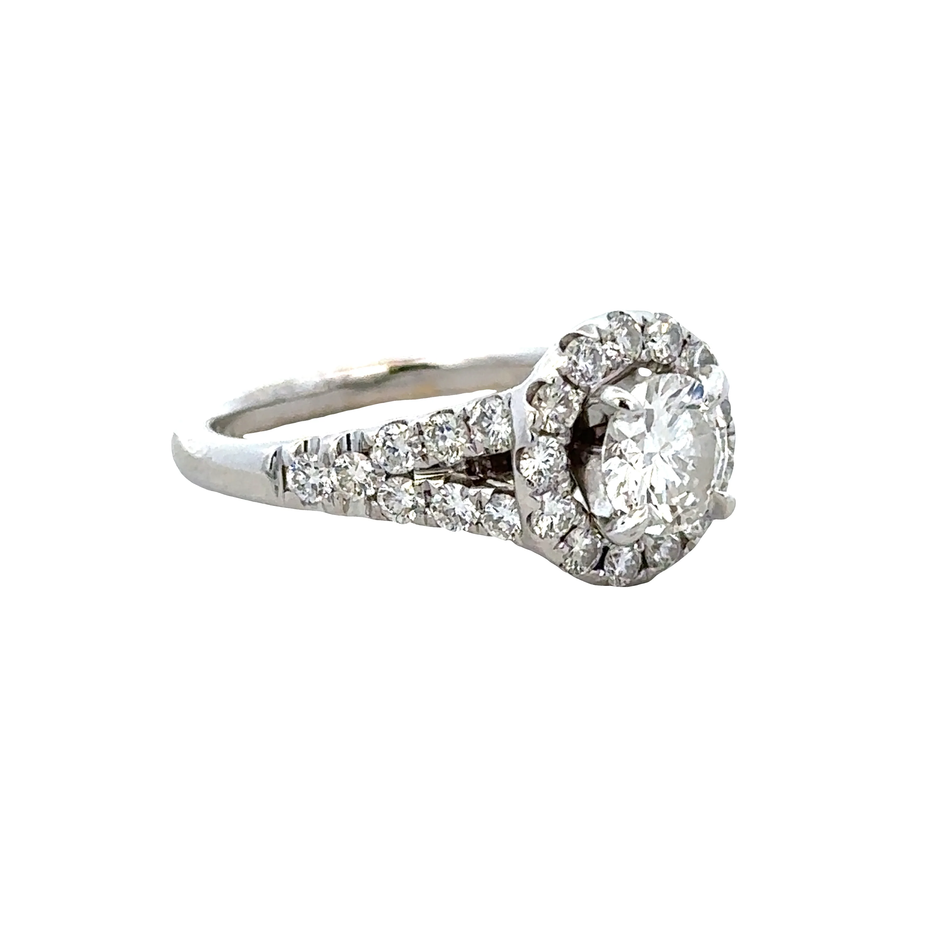 14k White Gold Diamond Halo Engagement Ring – Size 7 - Image 2