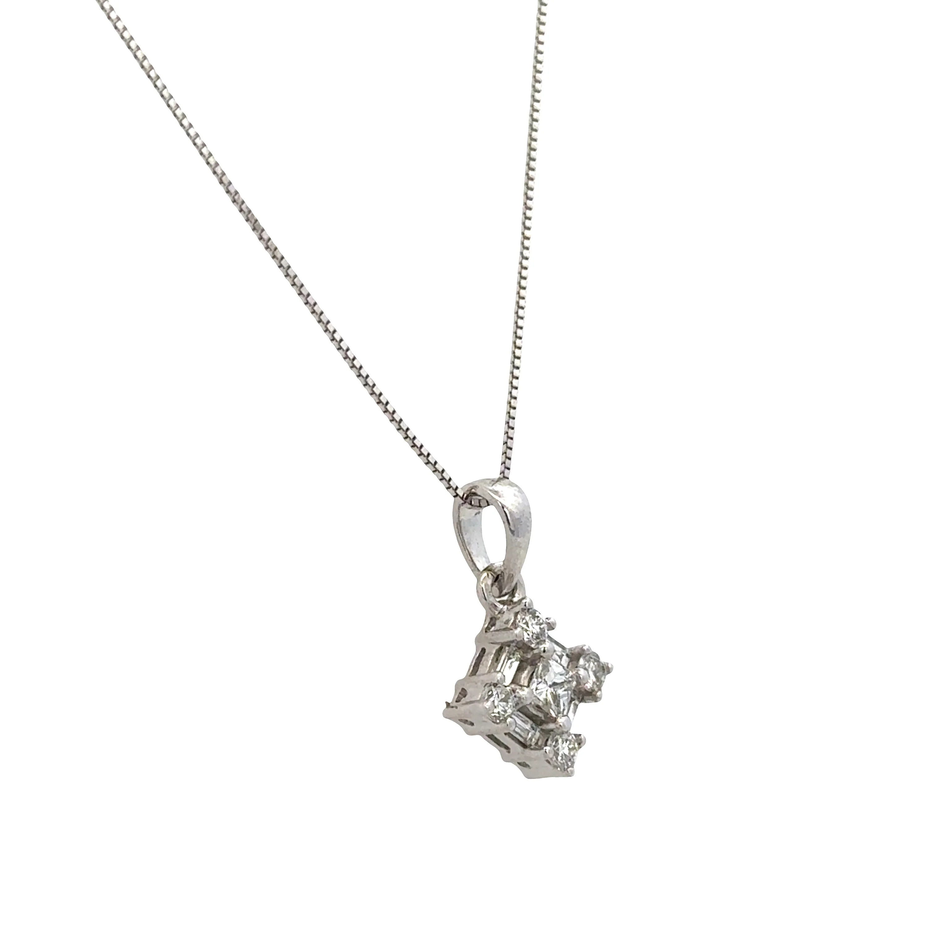 14k White Gold Diamond Kite Pendant Necklace – 18" - Image 2