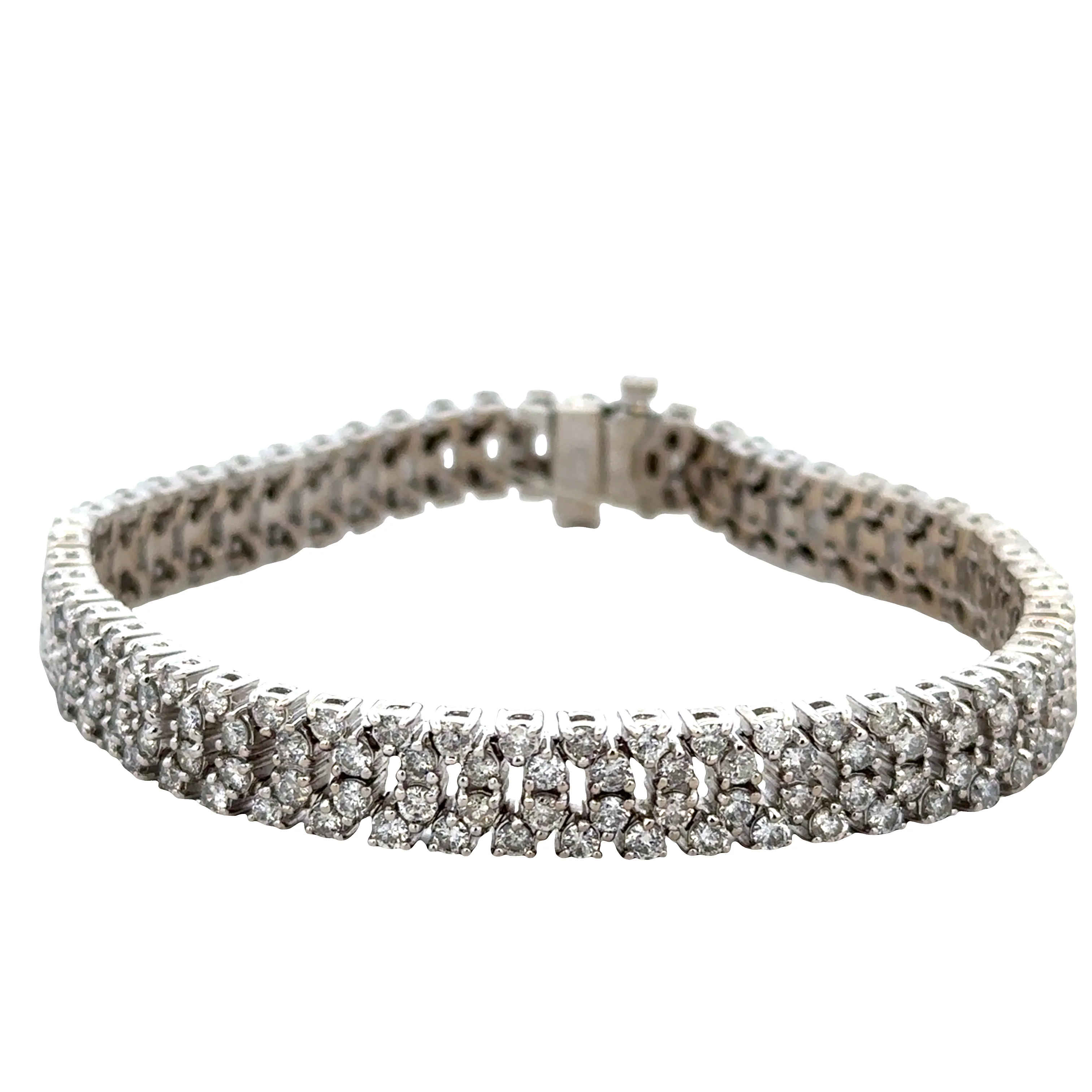 14k White Gold Diamond Link Bracelet – 7"