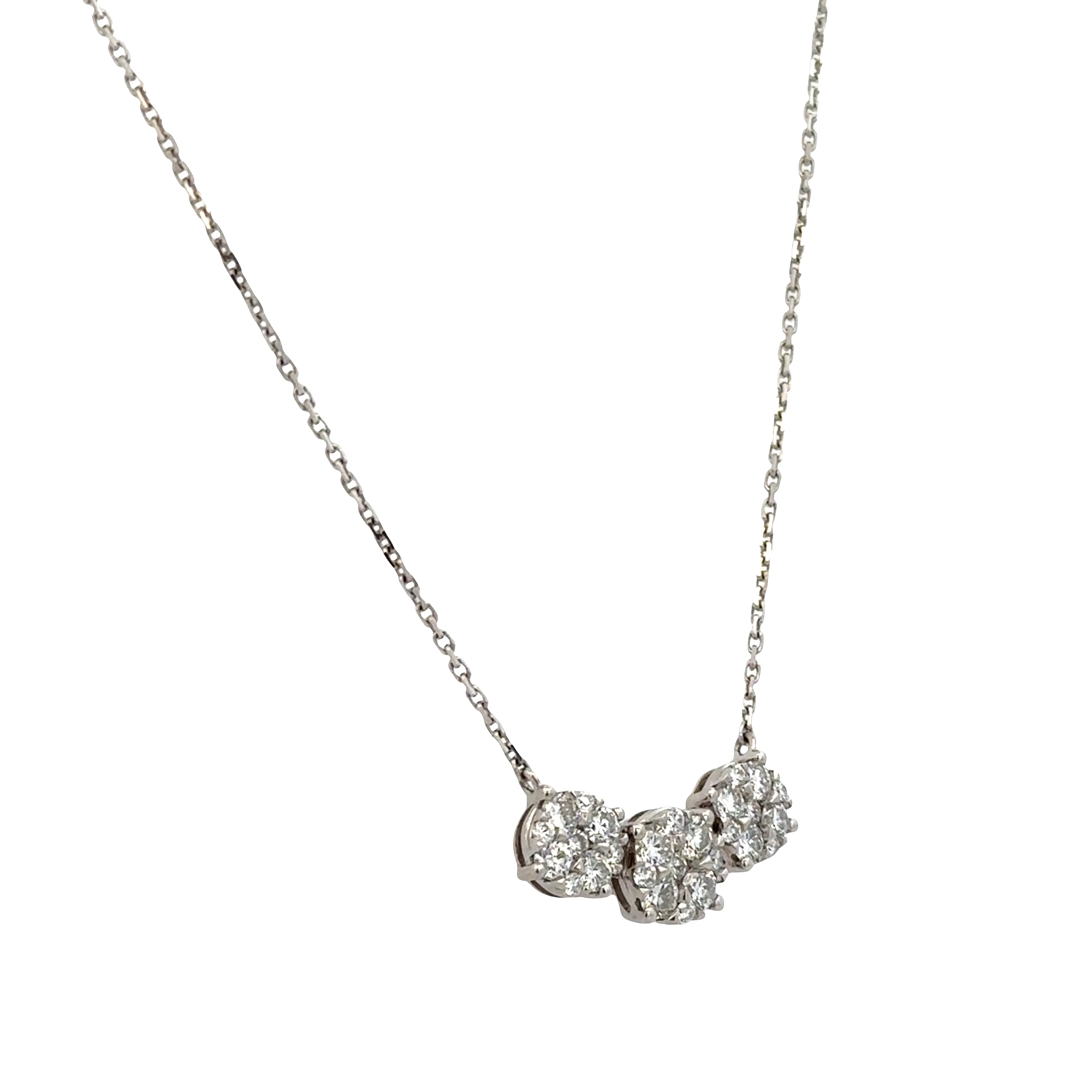 14k White Gold Diamond “Past, Present, Future” Necklace – 17" - Image 2
