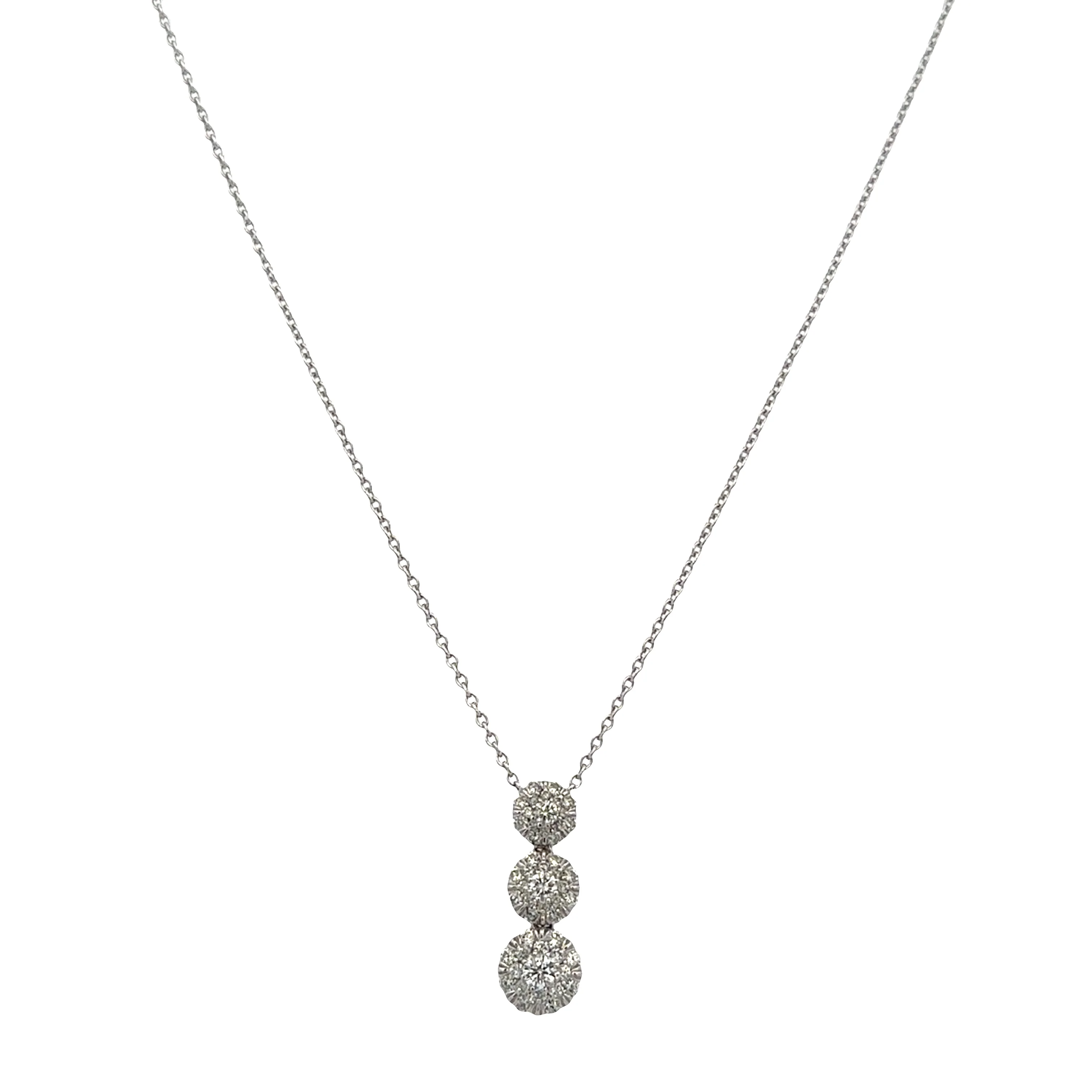 14k White Gold Diamond Snowflake Cluster Necklace – Adjustable 16"–18"