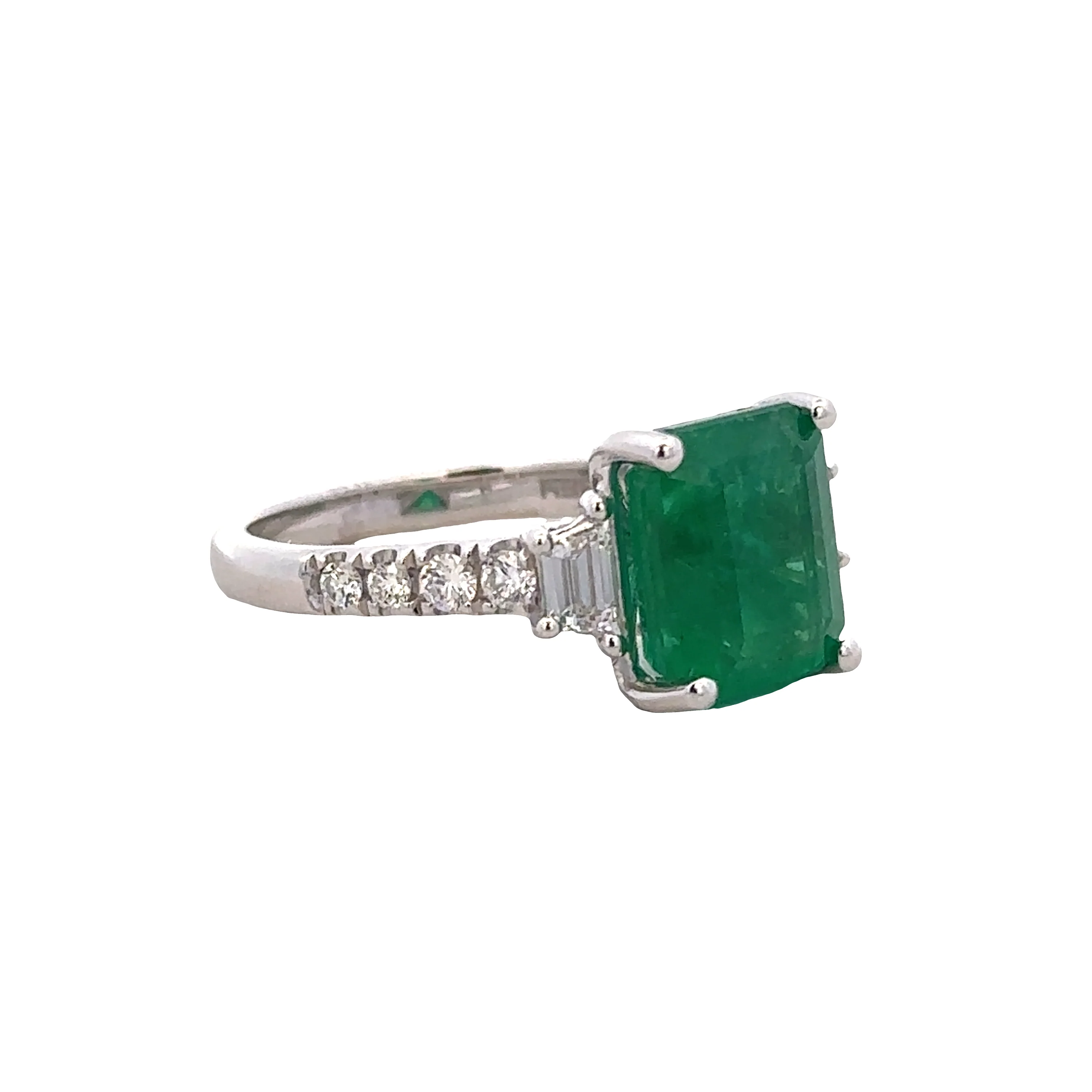 14k White Gold Emerald & Diamond Ring – Size 7 - Image 2