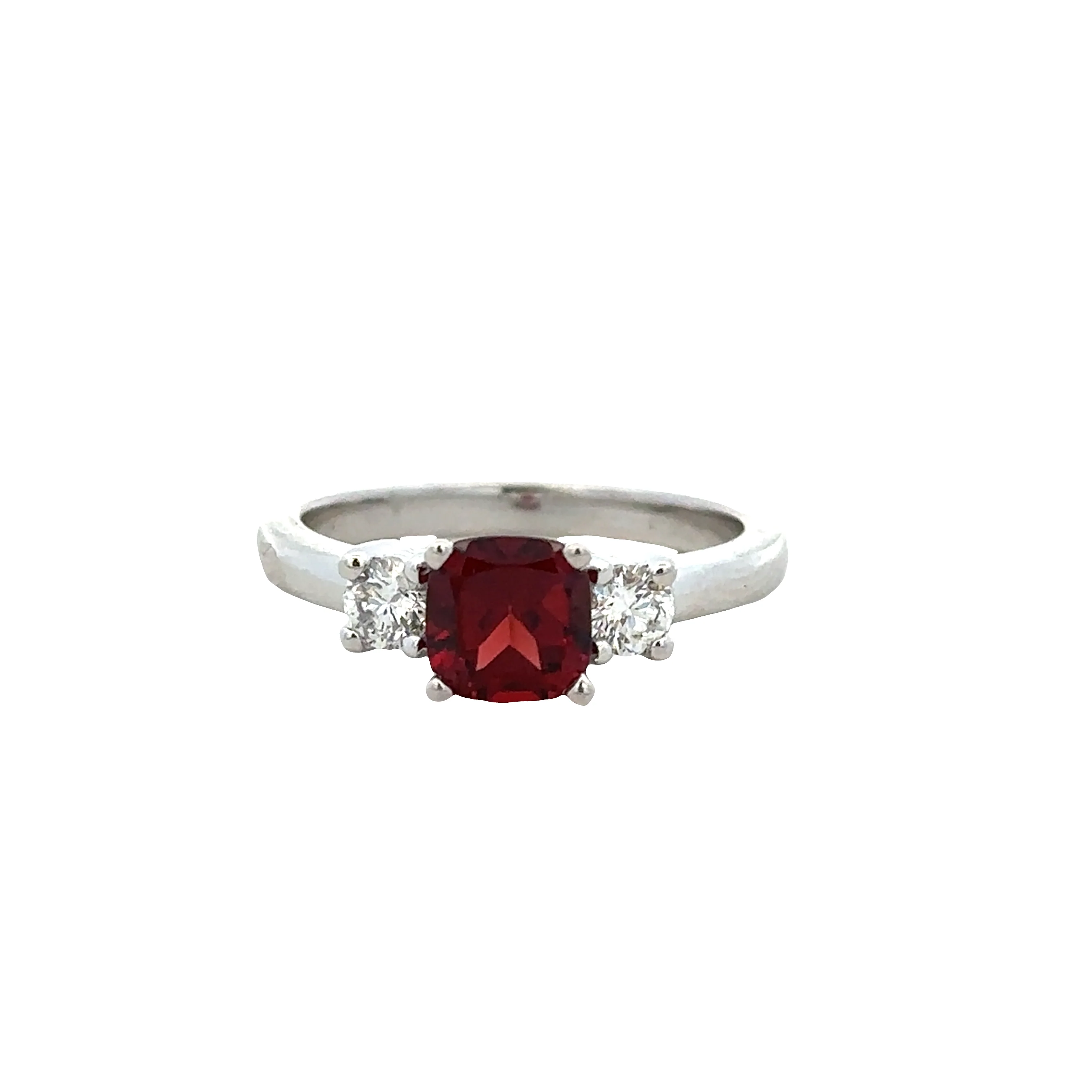 14k White Gold Garnet & Diamond Ring – Size 6.5