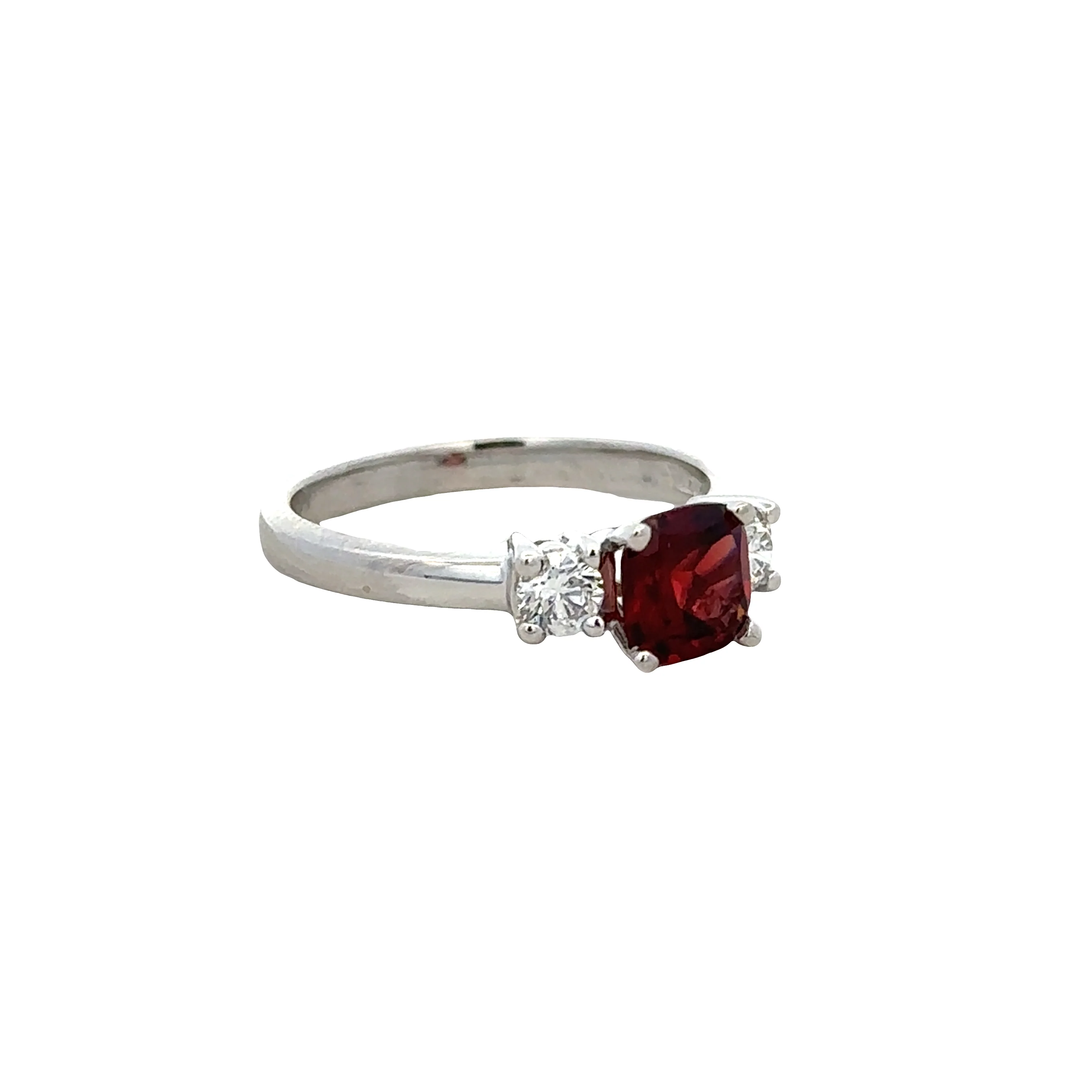 14k White Gold Garnet & Diamond Ring – Size 6.5 - Image 2