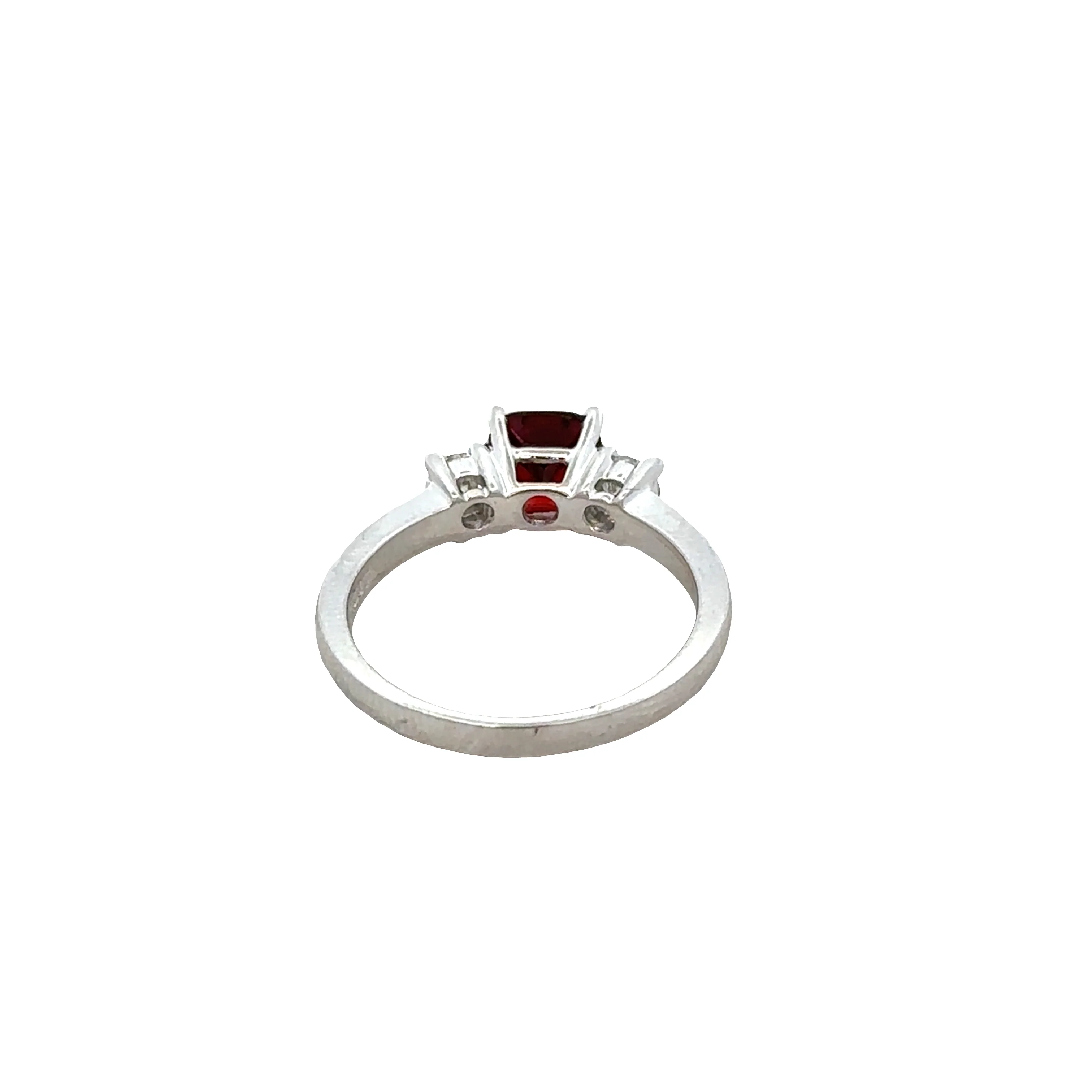 14k White Gold Garnet & Diamond Ring – Size 6.5 - Image 3
