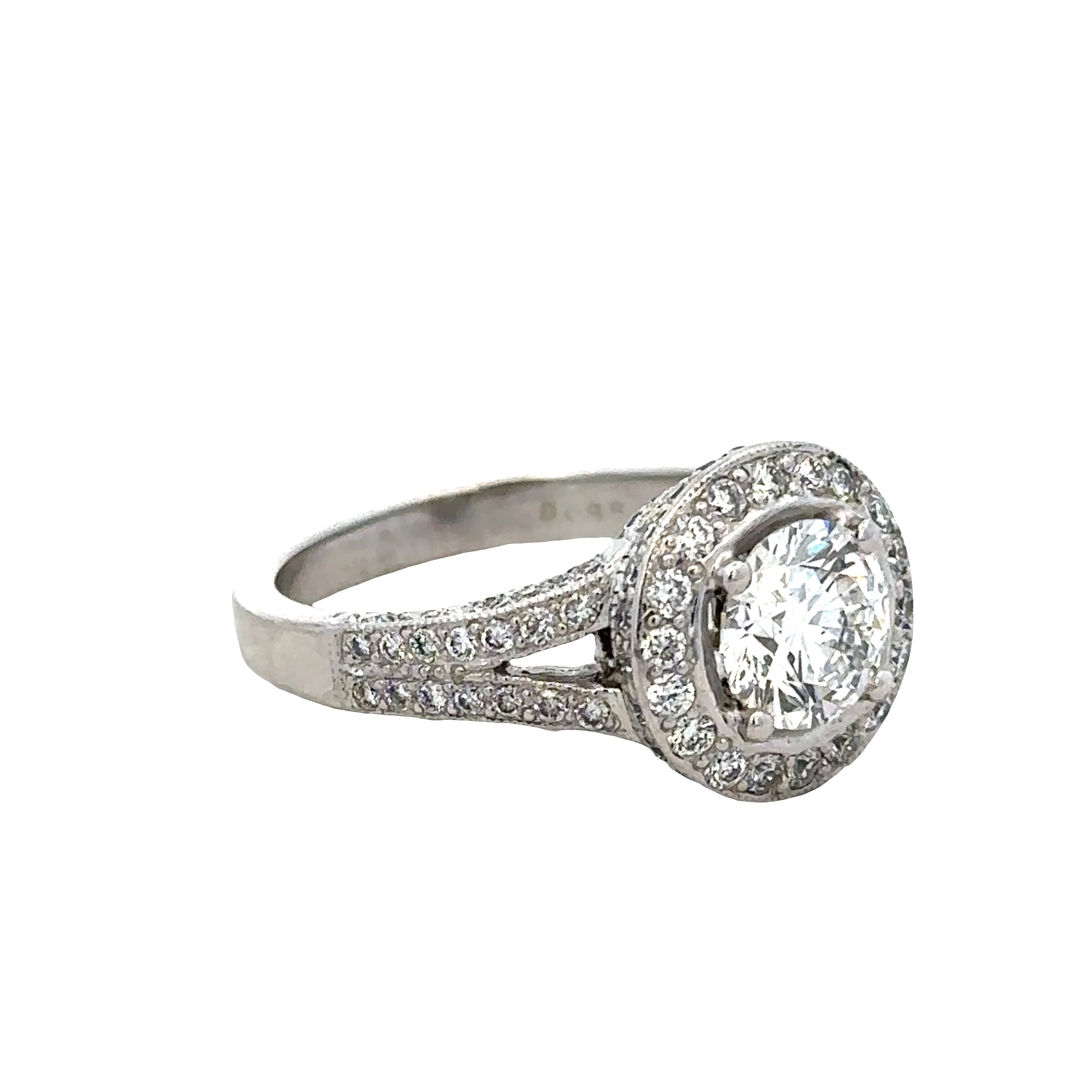 14k White Gold Halo Diamond Engagement Ring – Size 5.5 - Image 2