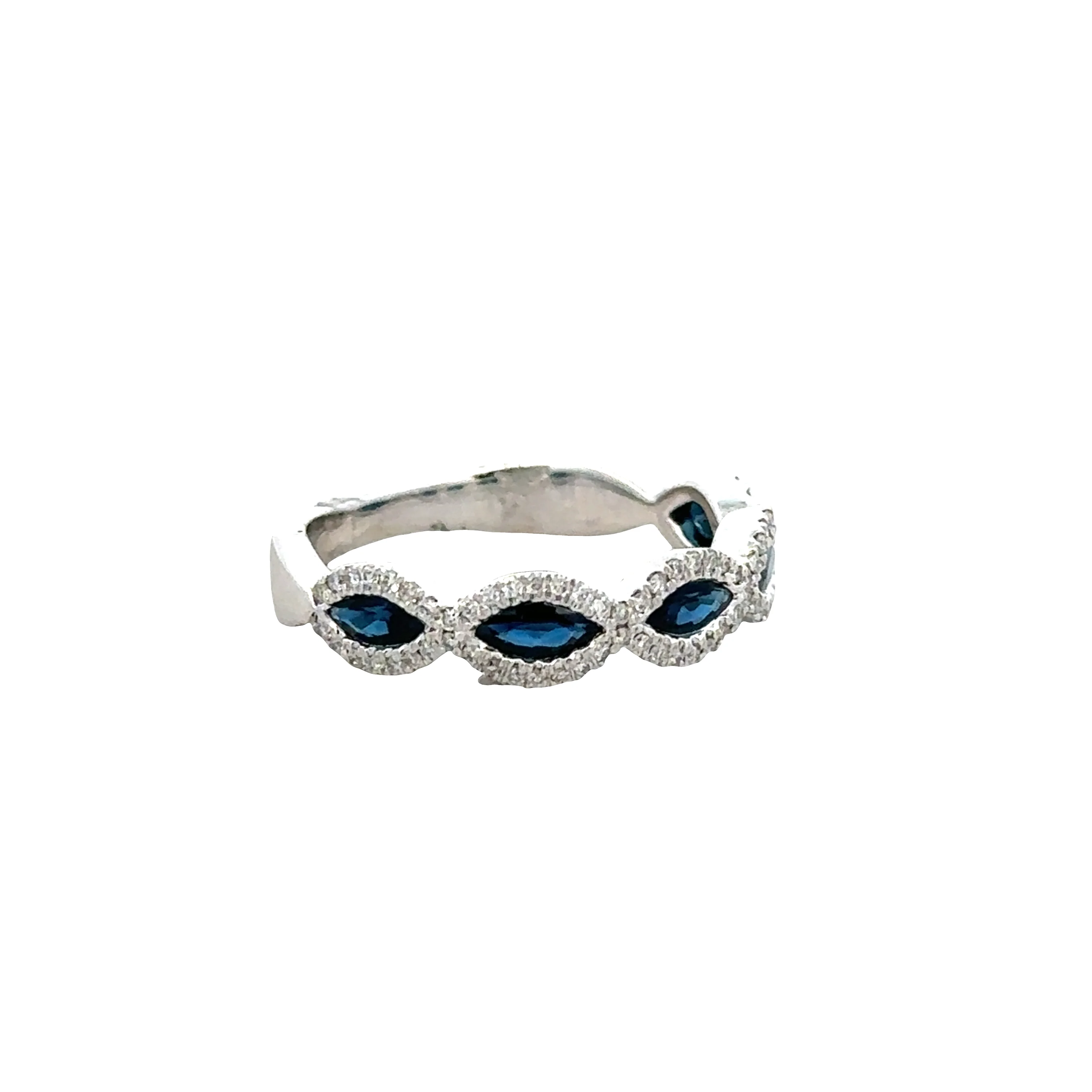 14k White Gold Infinity Style Band with Marquise Sapphires and Diamond Accents – 0.85 ct. Sapphires, 0.22 ct. Diamonds - Image 2