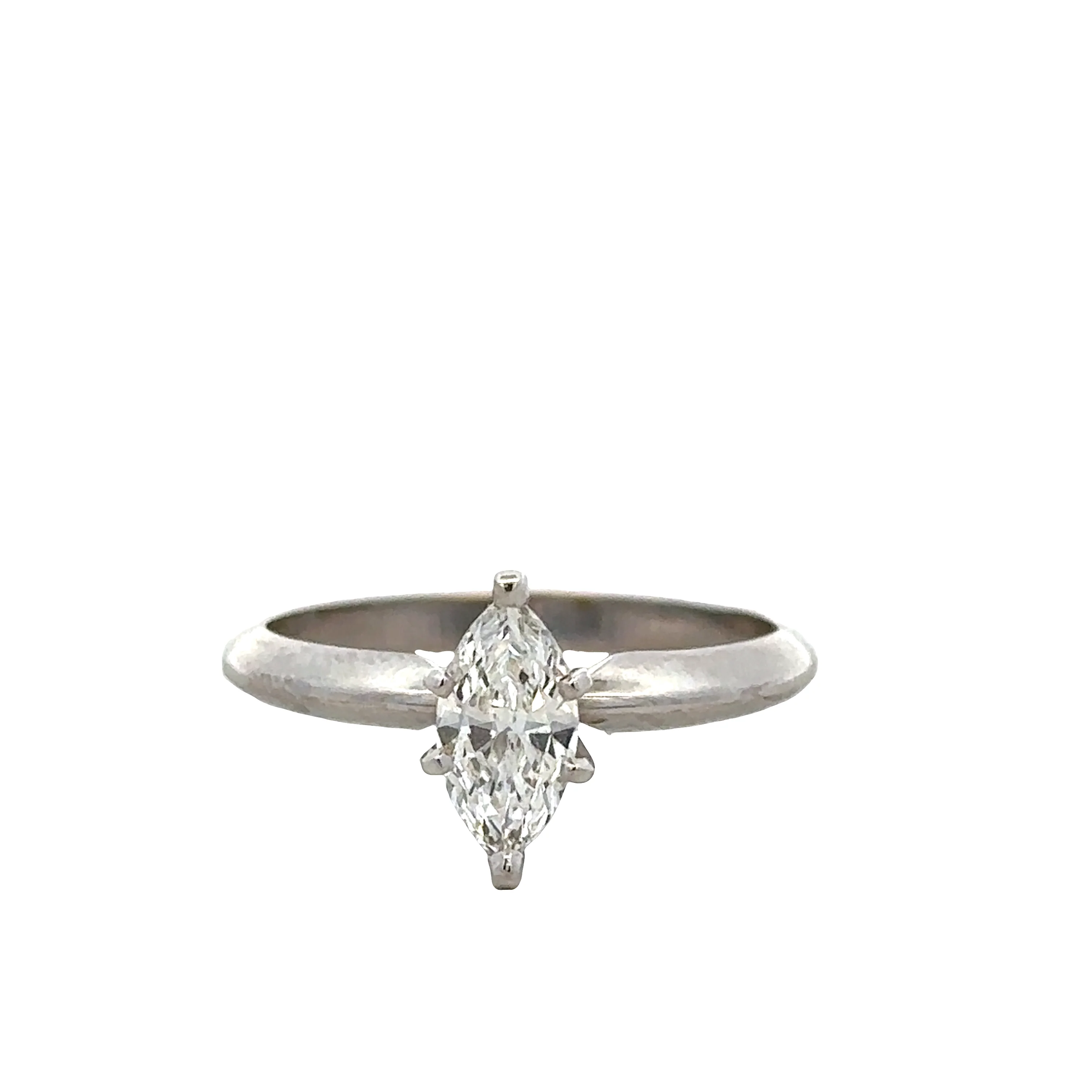 14k White Gold Marquise Diamond Engagement Ring – Size 6.5