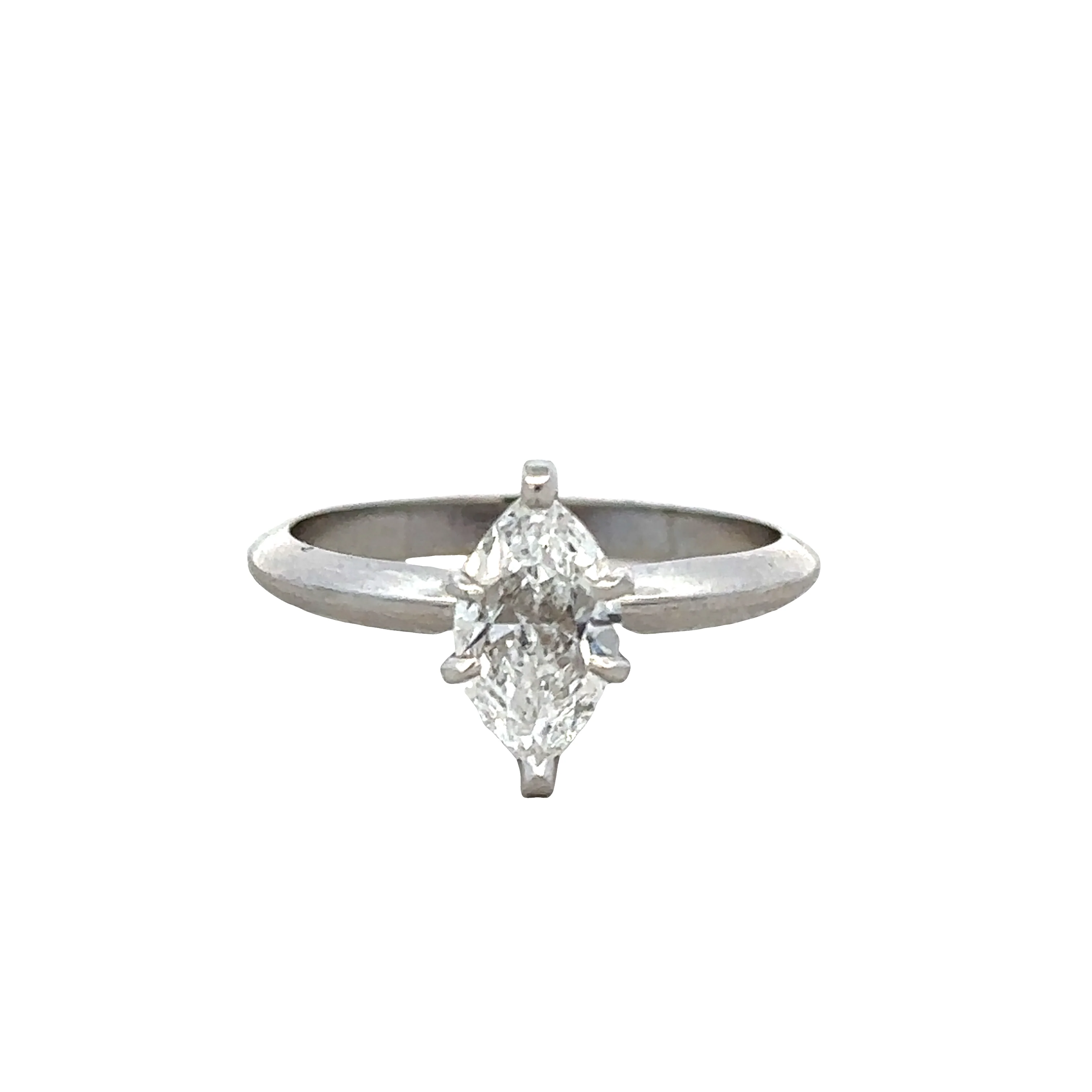 14k White Gold Marquise Diamond Engagement Ring – Size 6.5