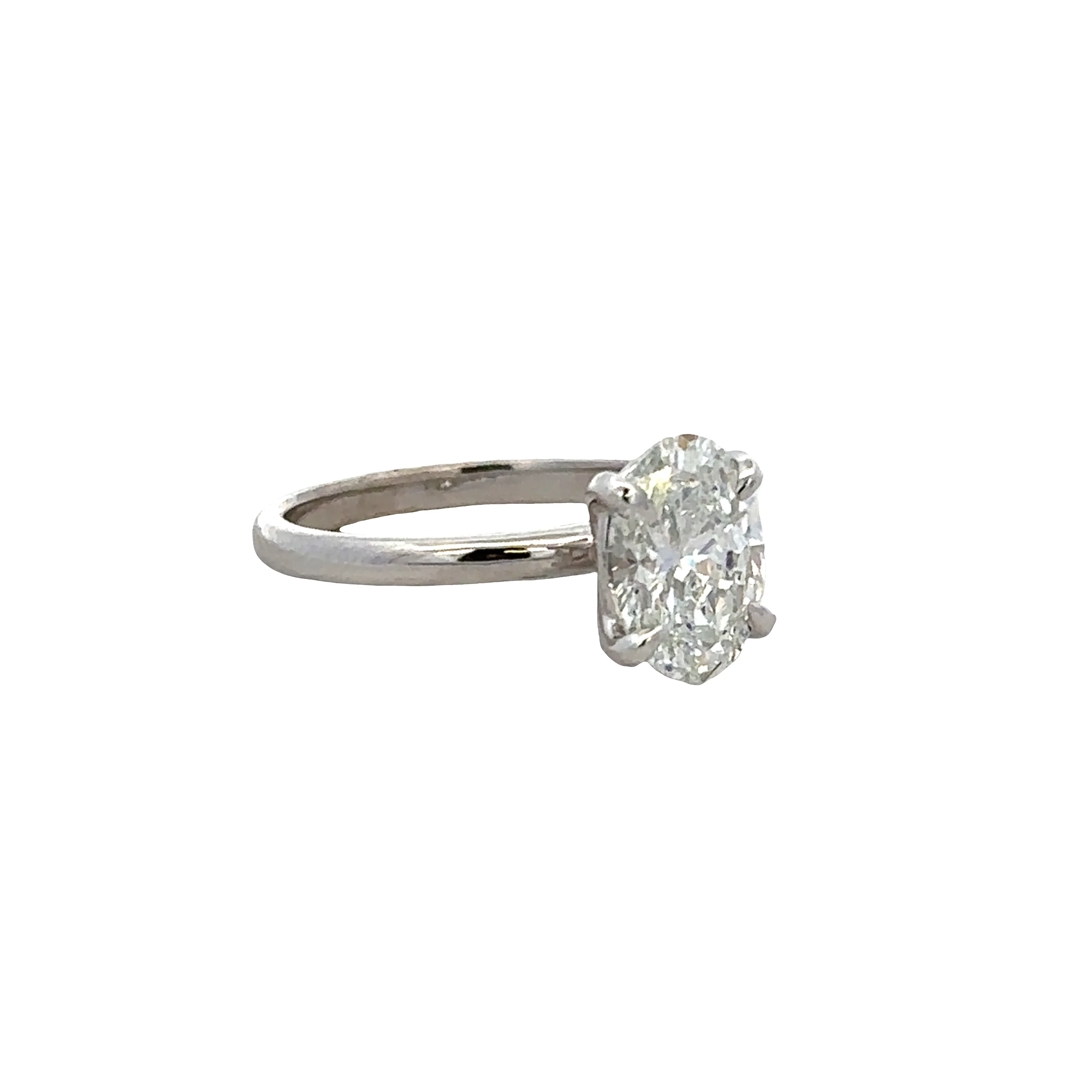 14k White Gold Oval Diamond Solitaire Engagement Ring – Size 6.75 - Image 2